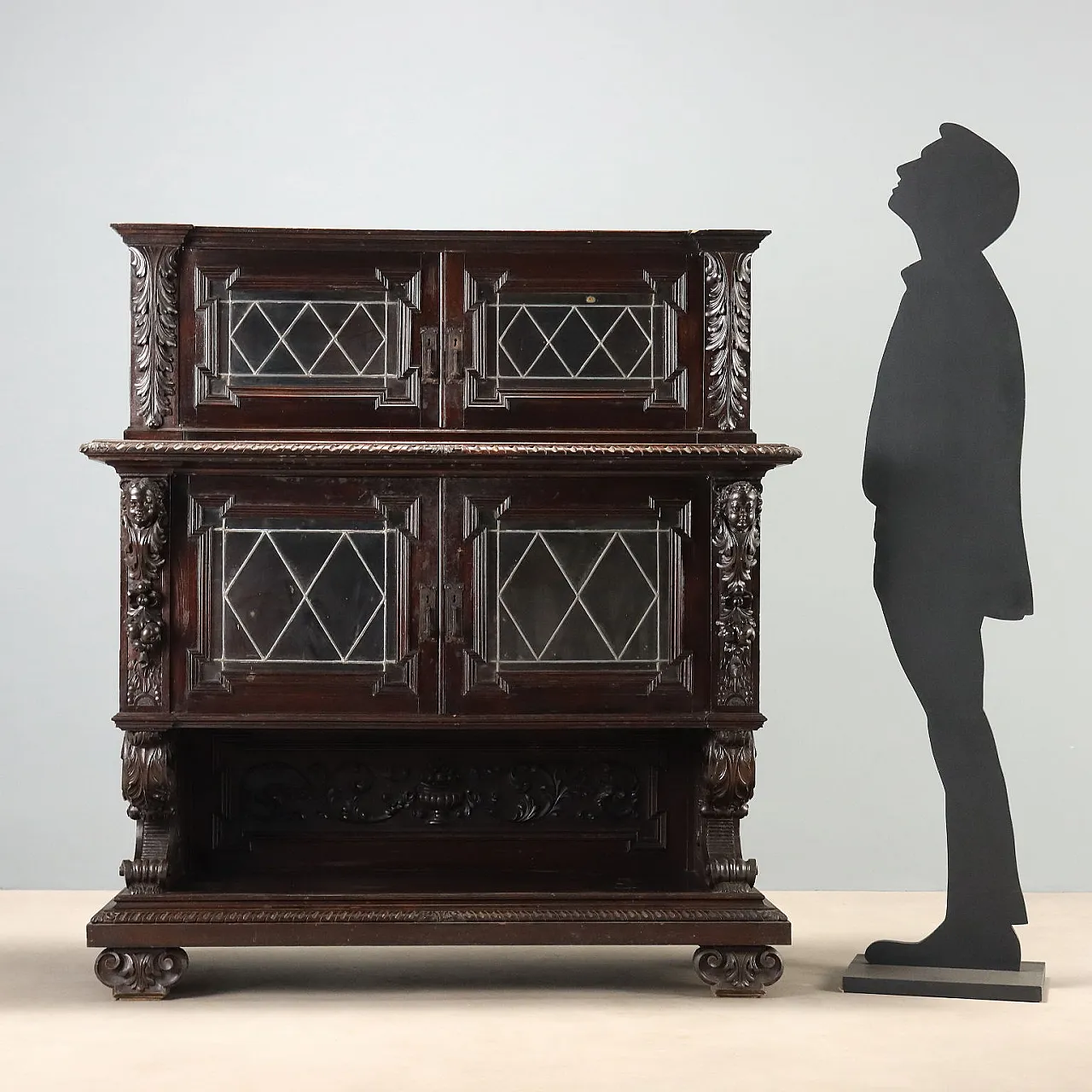 Neo Renaissance style showcase in ebonized walnut, 19th century 2