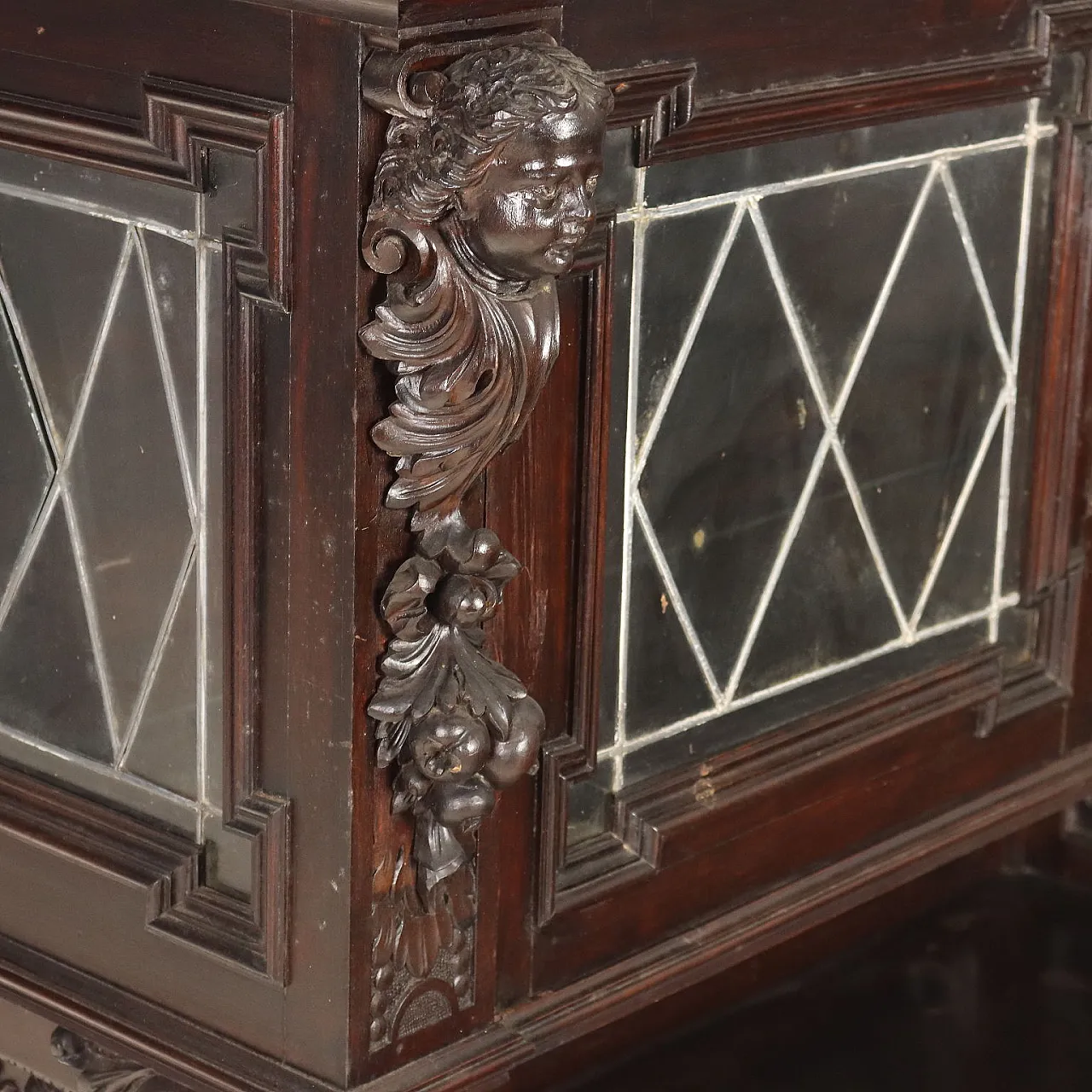 Neo Renaissance style showcase in ebonized walnut, 19th century 5