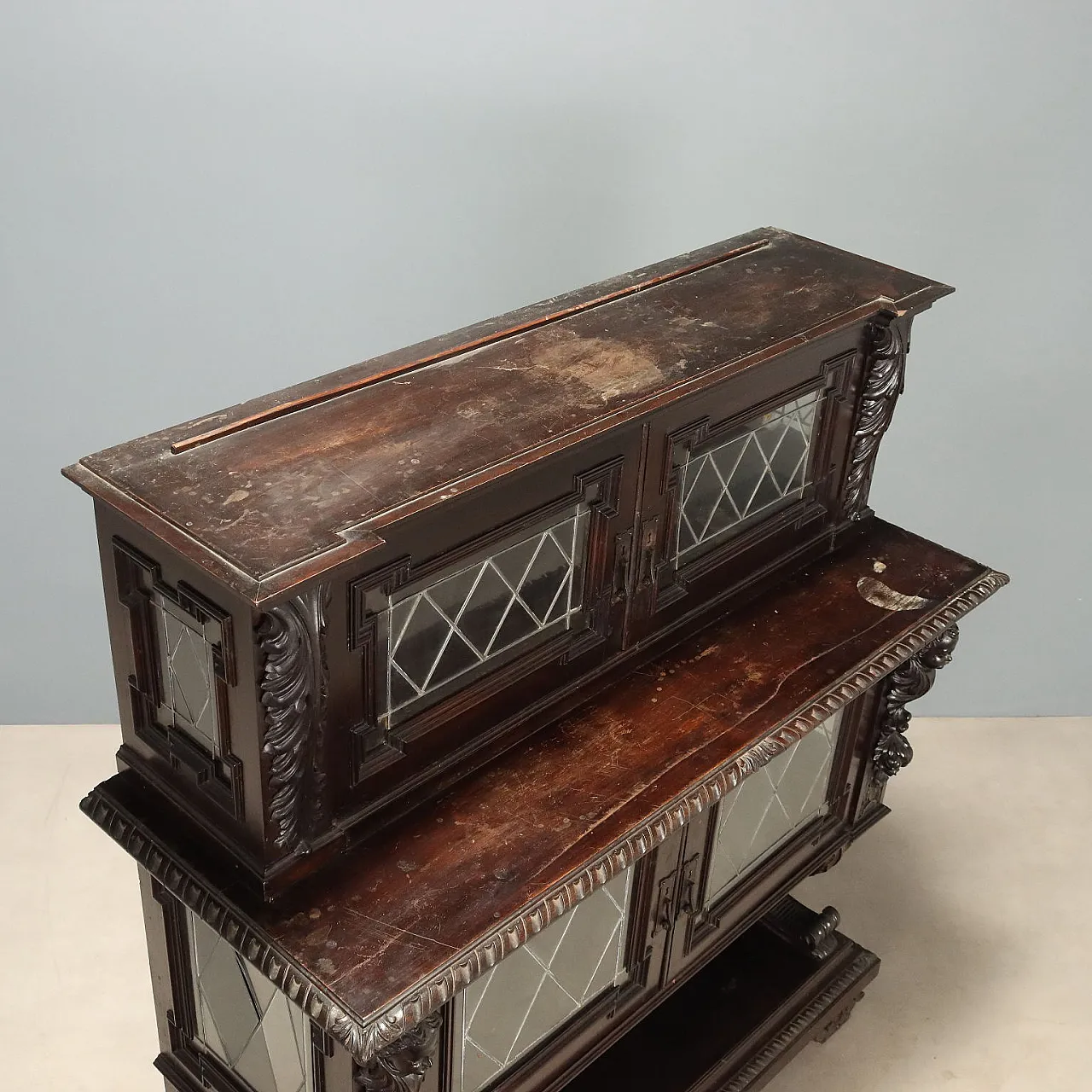 Neo Renaissance style showcase in ebonized walnut, 19th century 10
