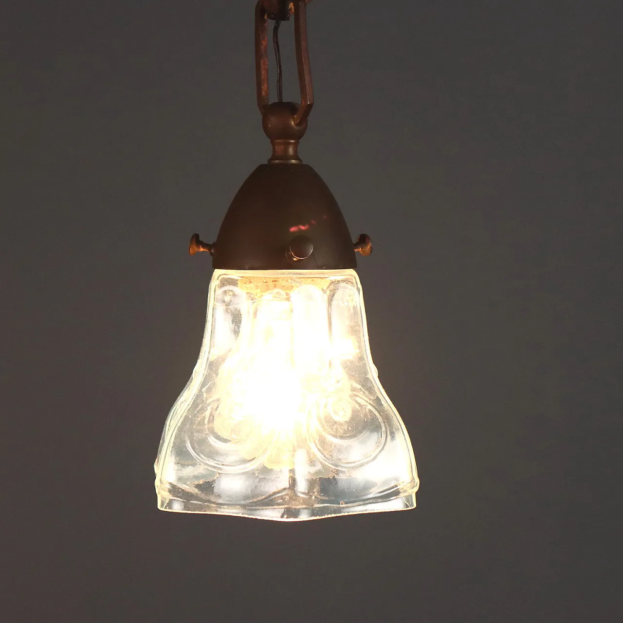 Lampadario Liberty in metallo, '900 4