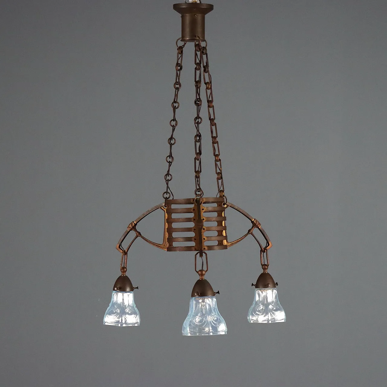 Lampadario Liberty in metallo, '900 8