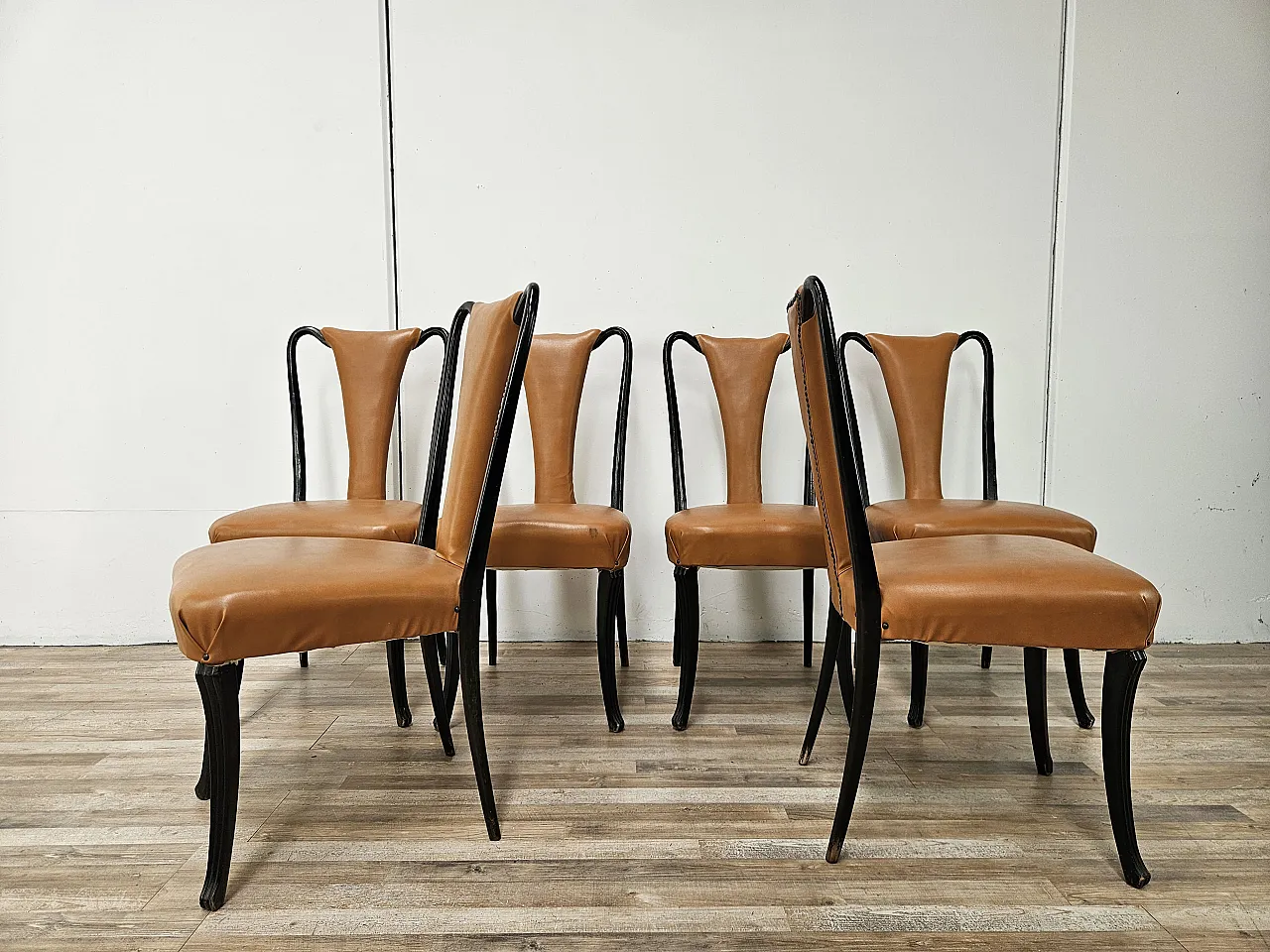6 dining chairs by Vittorio Dassi, 1950s 1