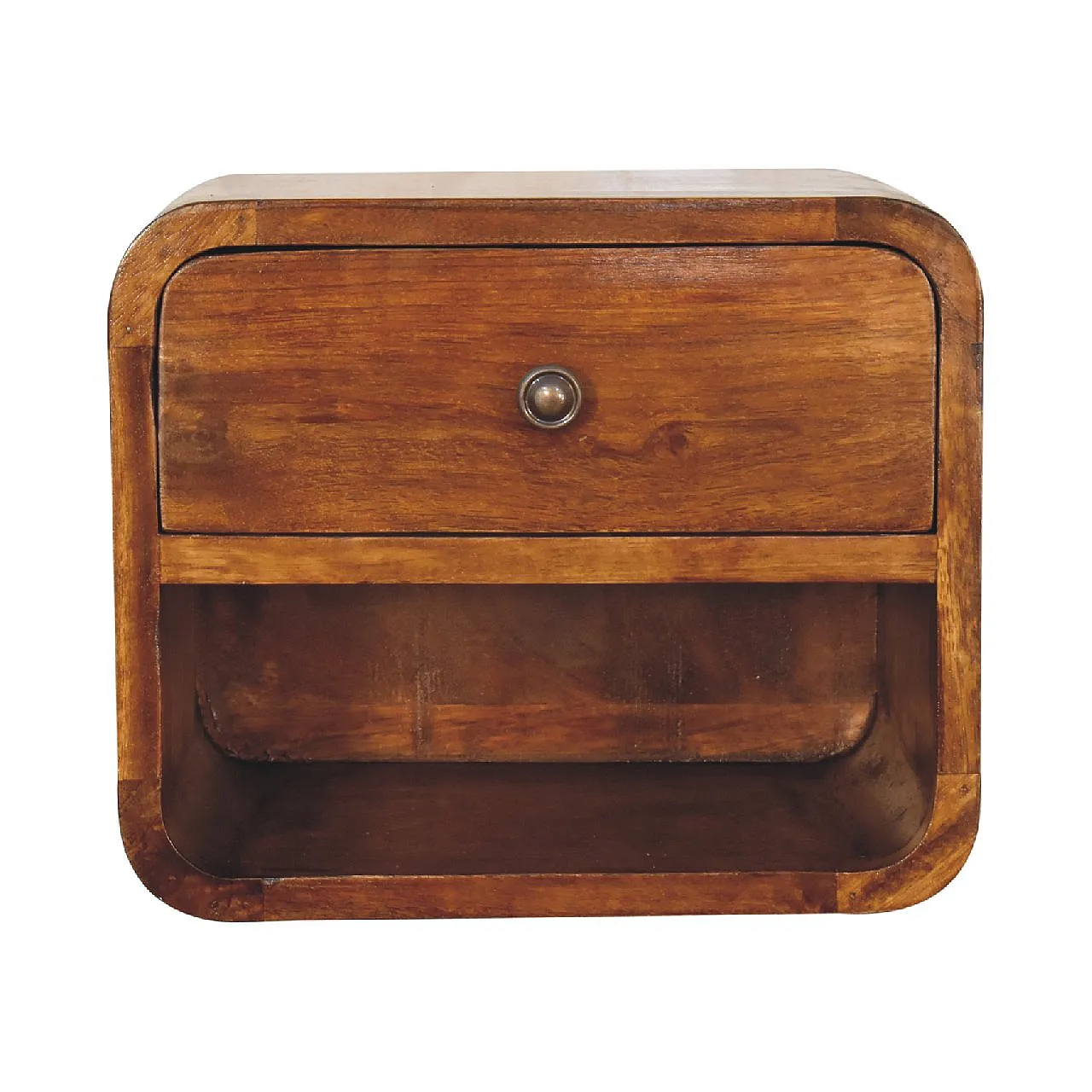 Mini Curve floating bedside table in solid mango wood, 2000s 2