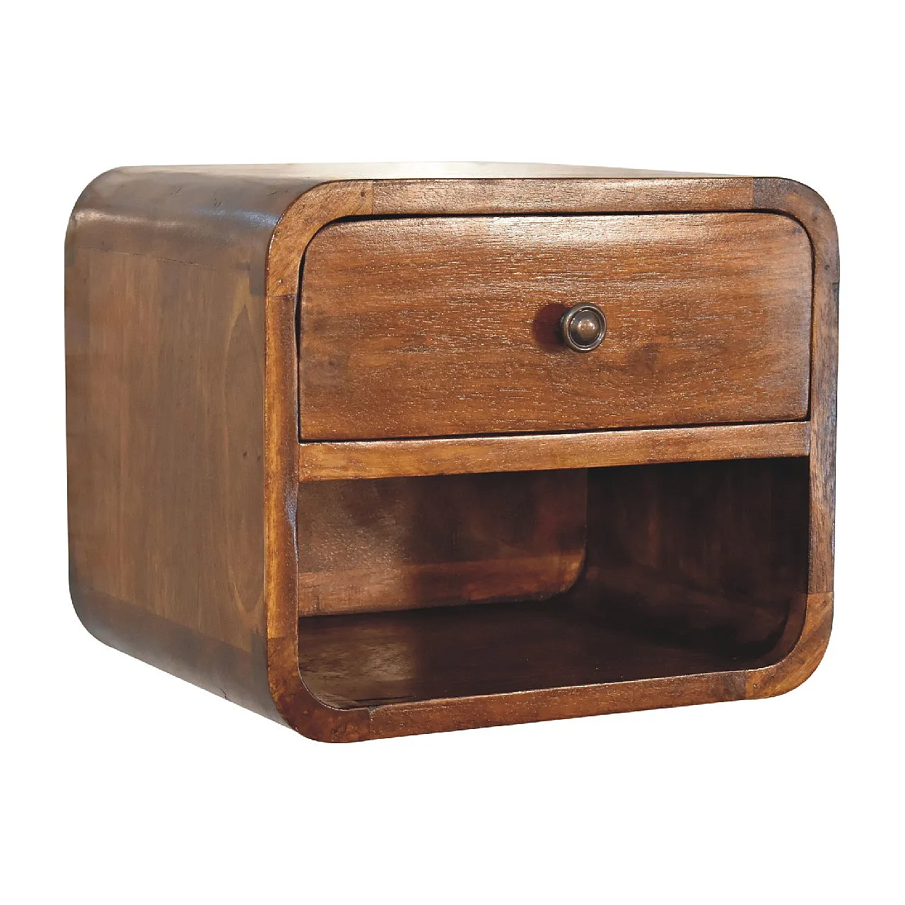 Mini Curve floating bedside table in solid mango wood, 2000s 3