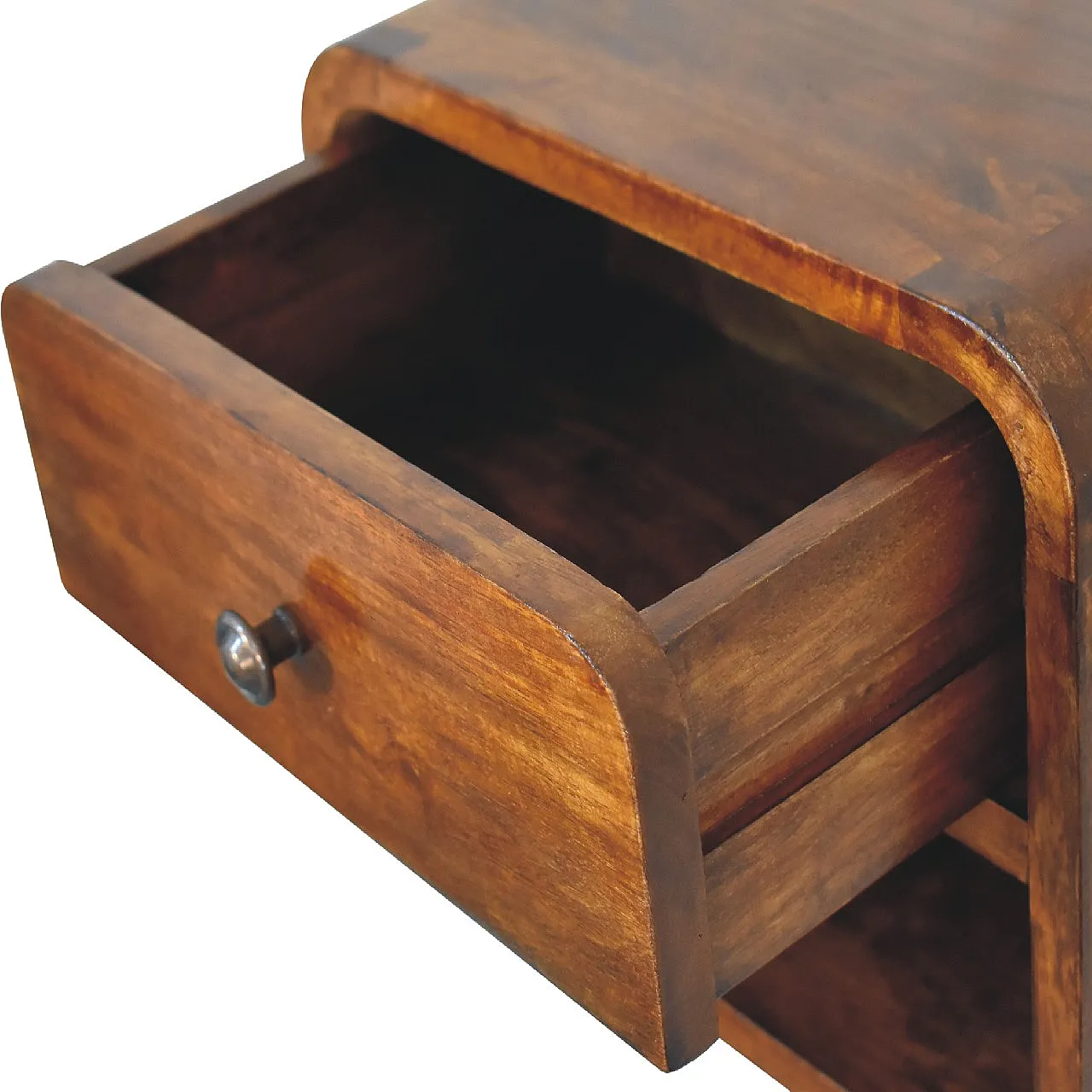 Mini Curve floating bedside table in solid mango wood, 2000s 6