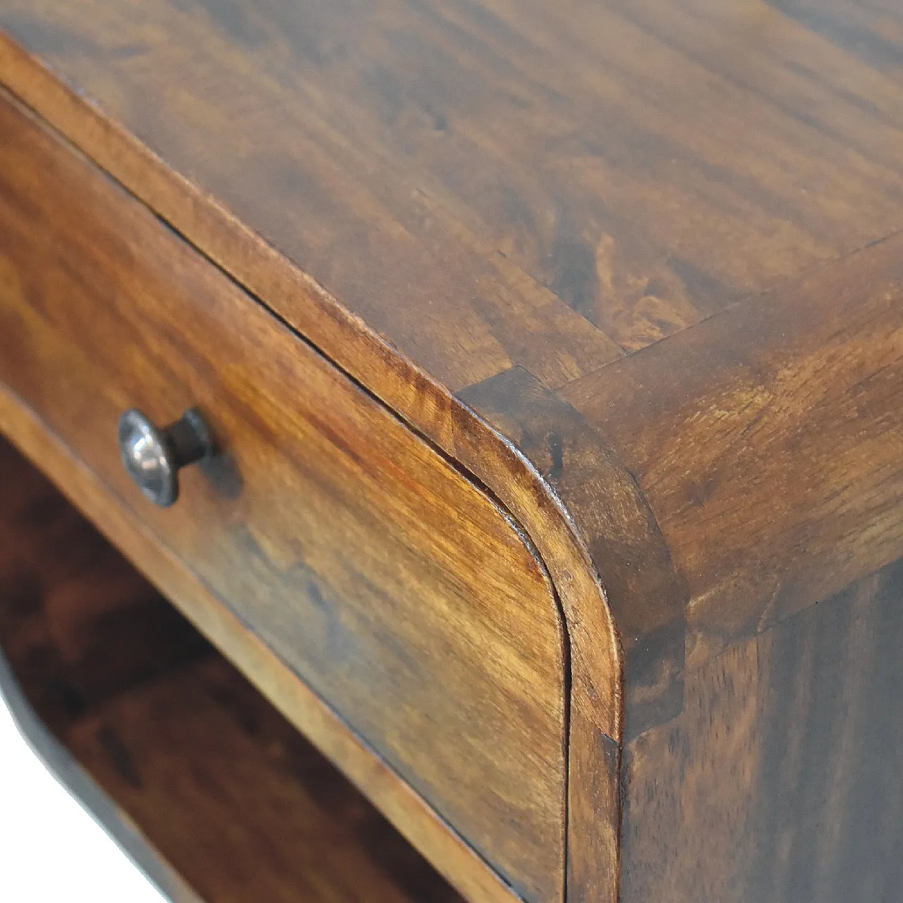 Mini Curve floating bedside table in solid mango wood, 2000s 7