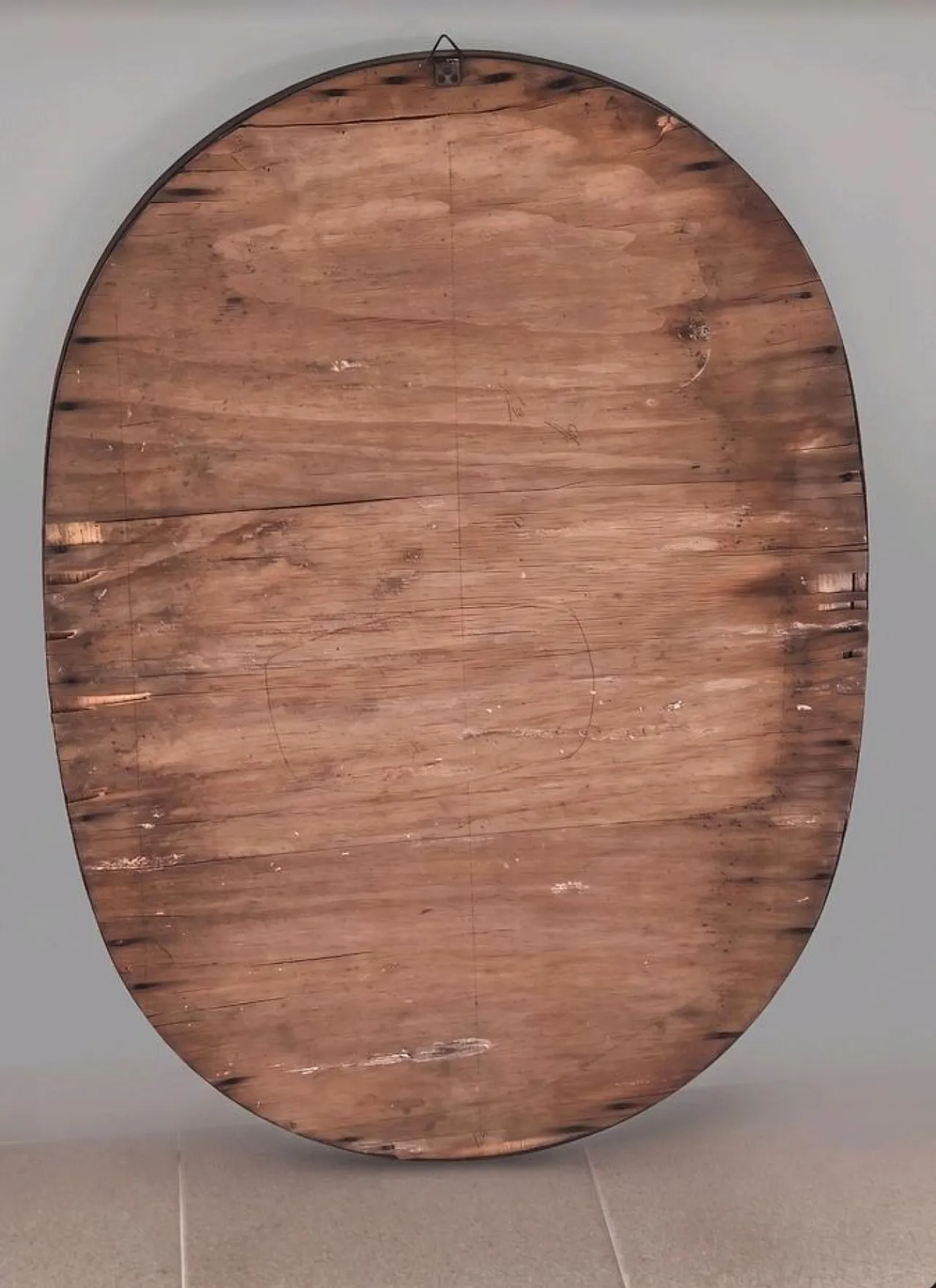 Specchio da parete ovale con cornice in ottone, anni '70 2