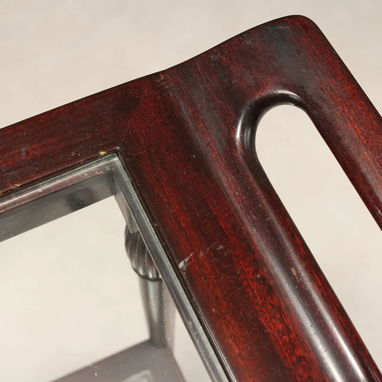 Service cart in mahogany wood and glass top, 1960s 7