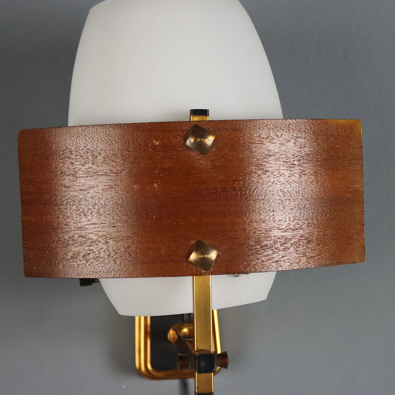 Applique in legno e ottone, anni '60 4