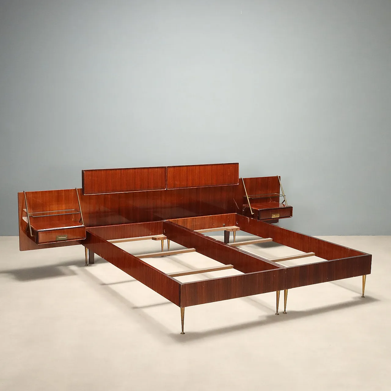 Double bed with bedside tables by Silvio Cavatorta, 1960s 1