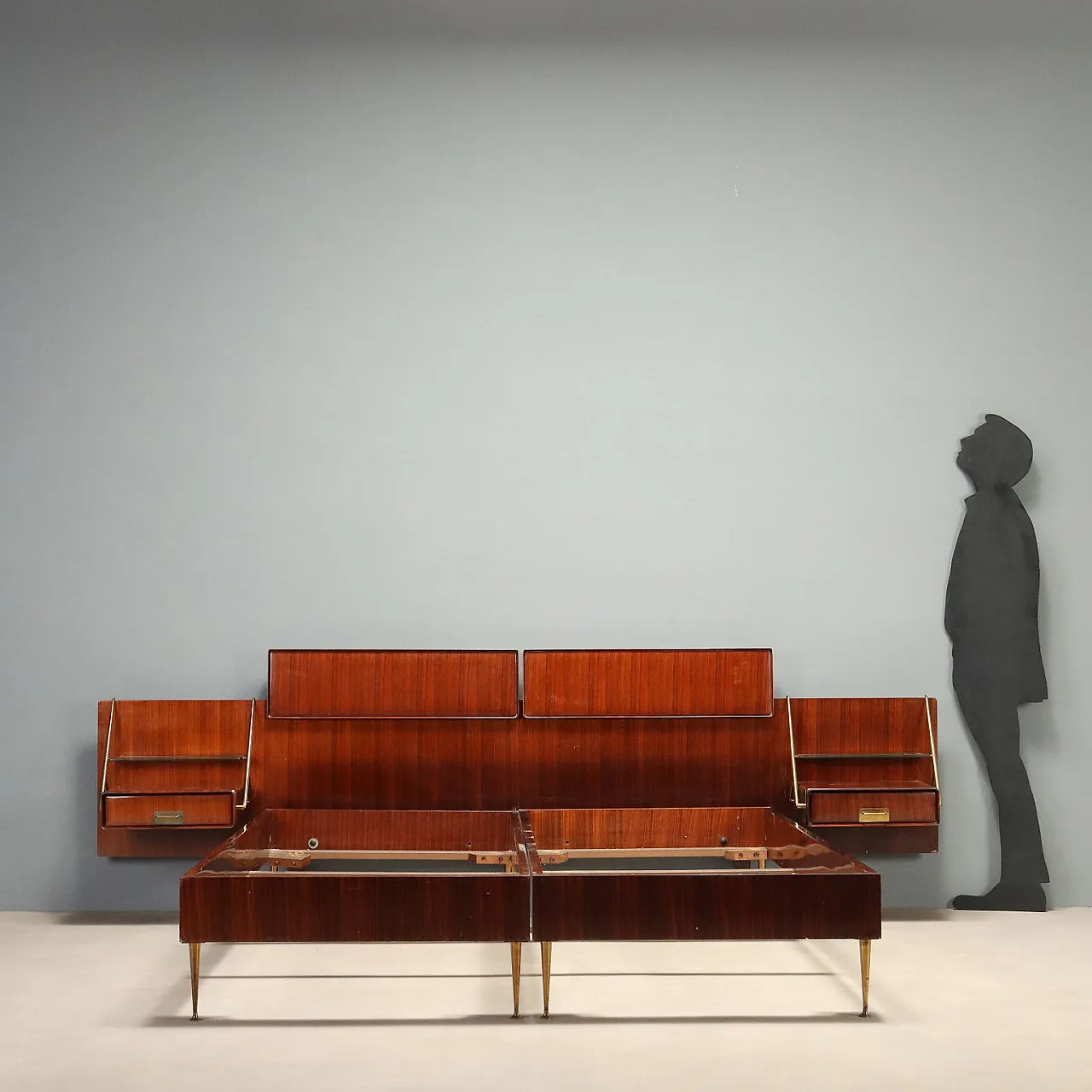 Double bed with bedside tables by Silvio Cavatorta, 1960s 2