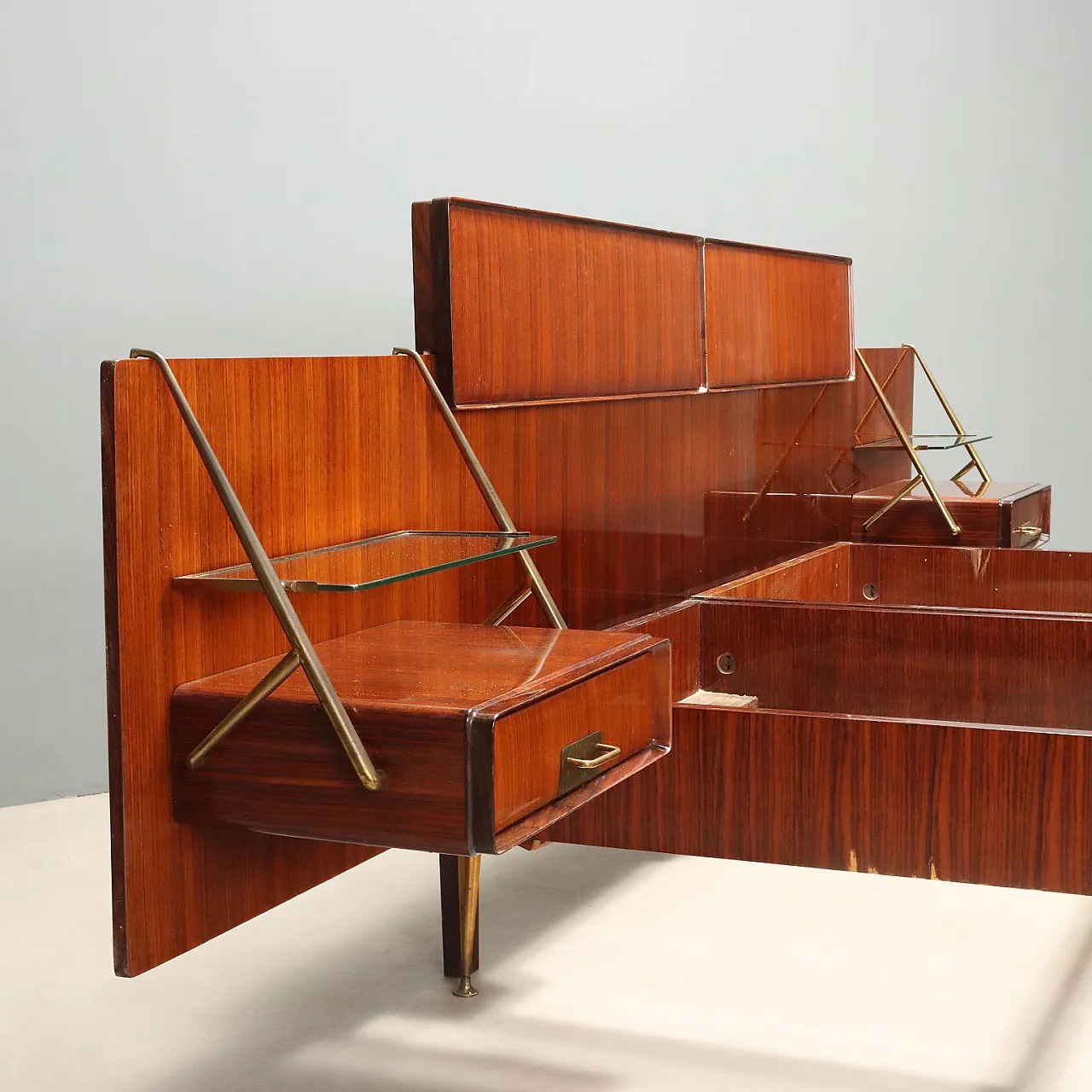 Double bed with bedside tables by Silvio Cavatorta, 1960s 3