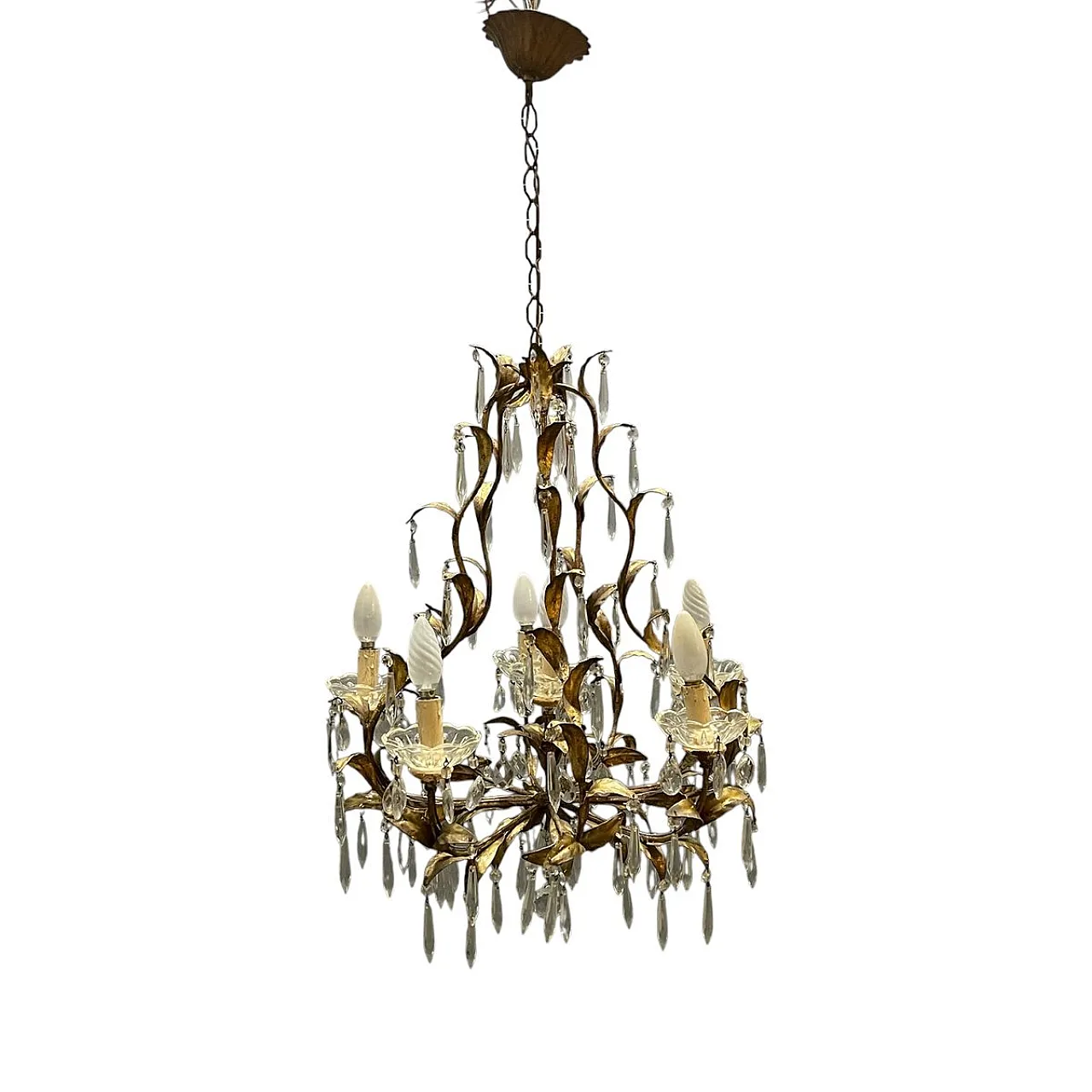 Lampadario Tole fiorentino, Italia, anni '50 1