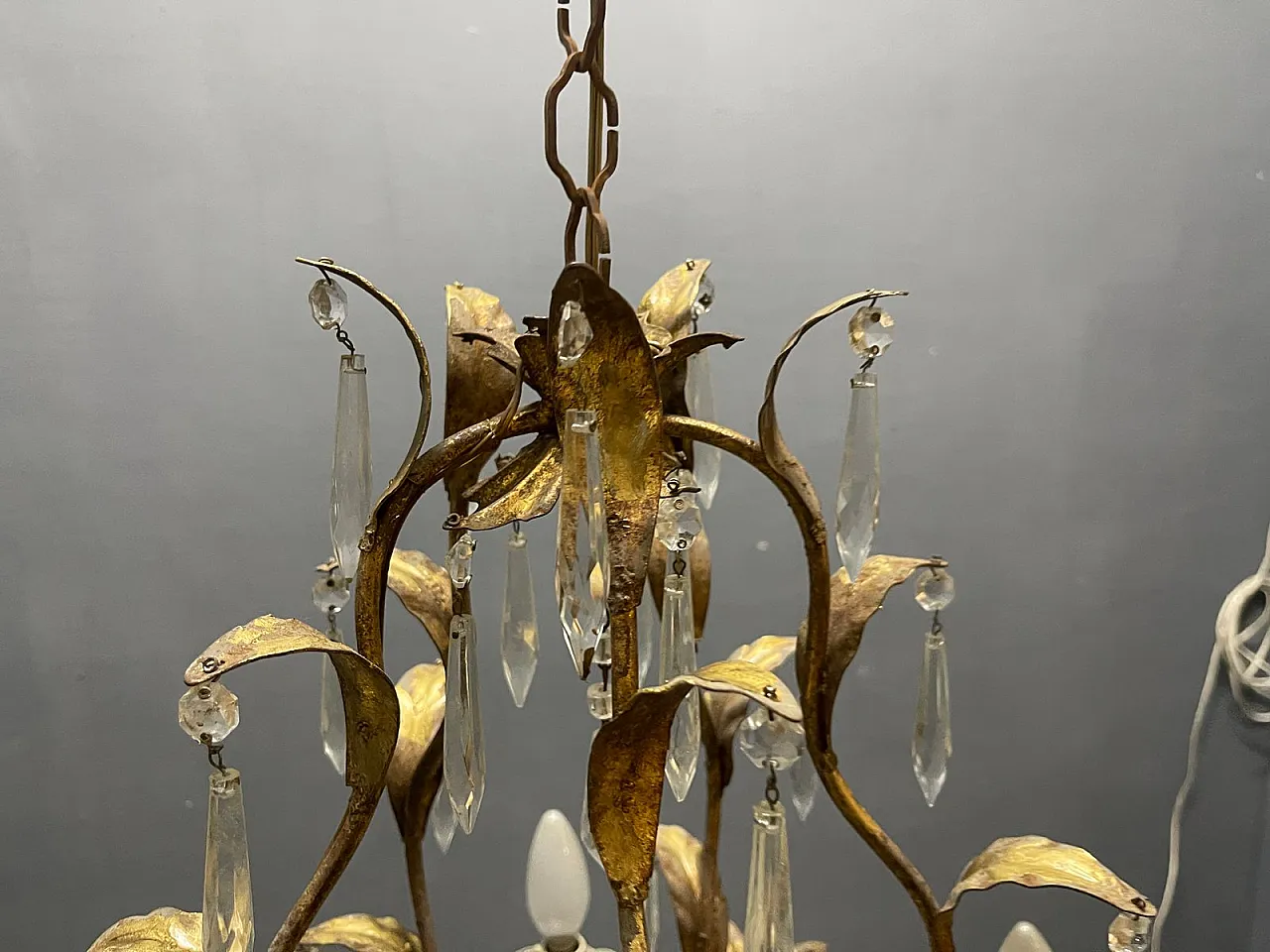 Lampadario Tole fiorentino, Italia, anni '50 5