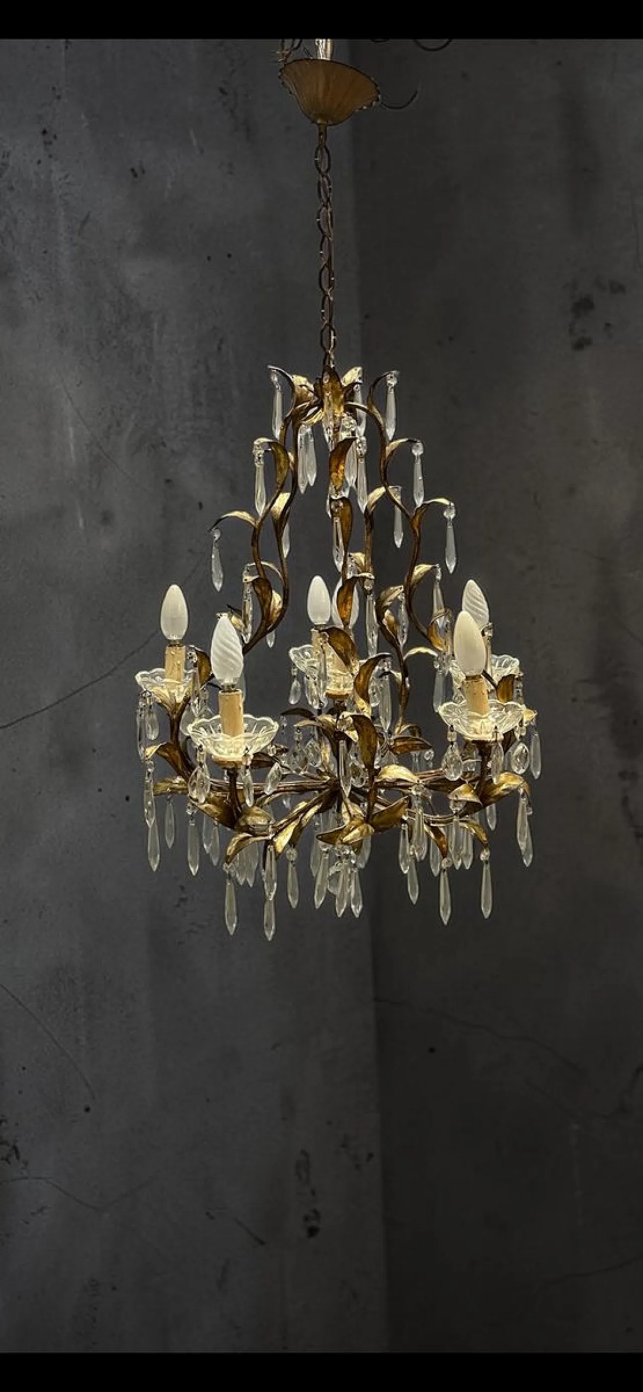 Lampadario Tole fiorentino, Italia, anni '50 7