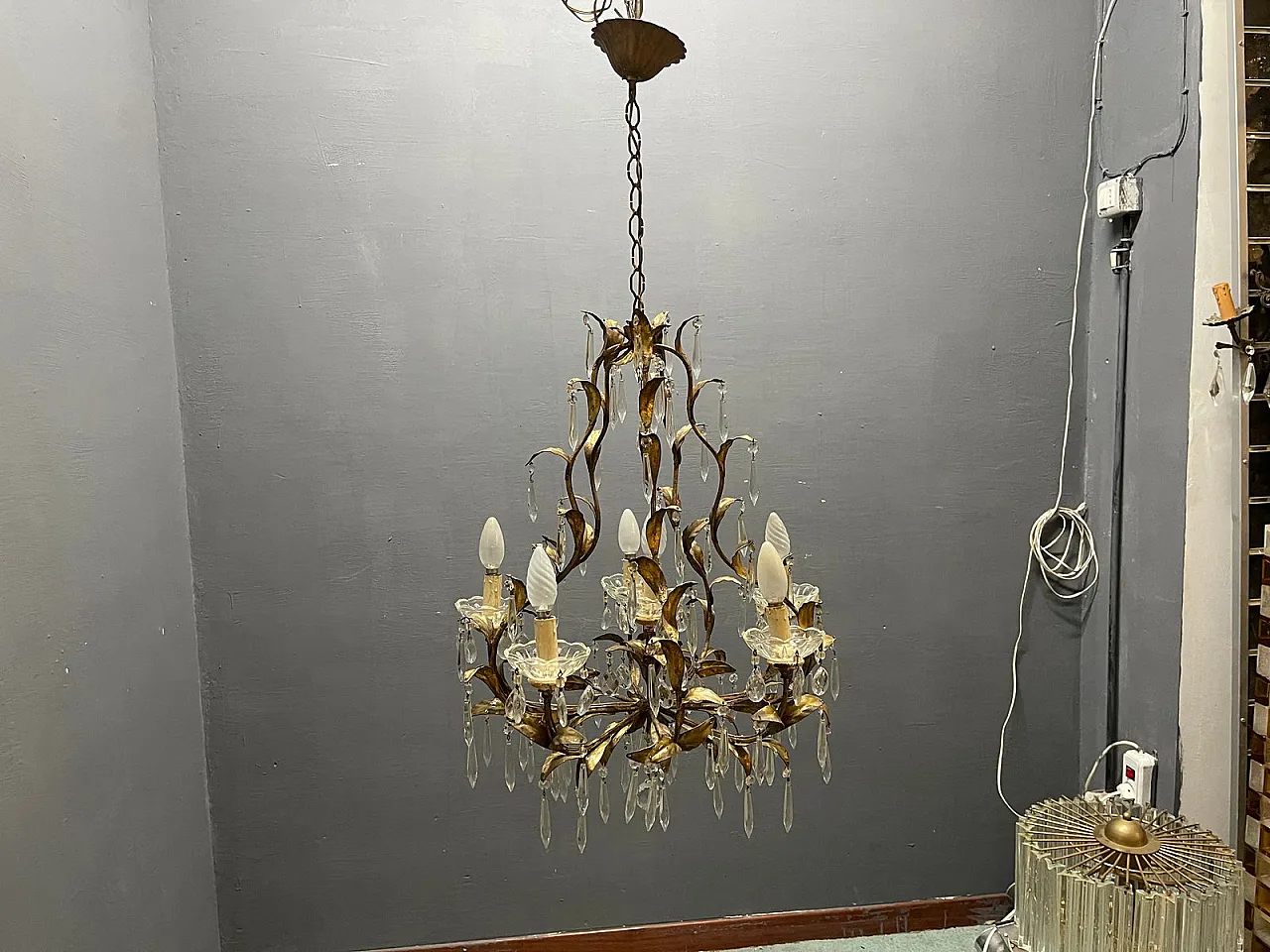 Lampadario Tole fiorentino, Italia, anni '50 9