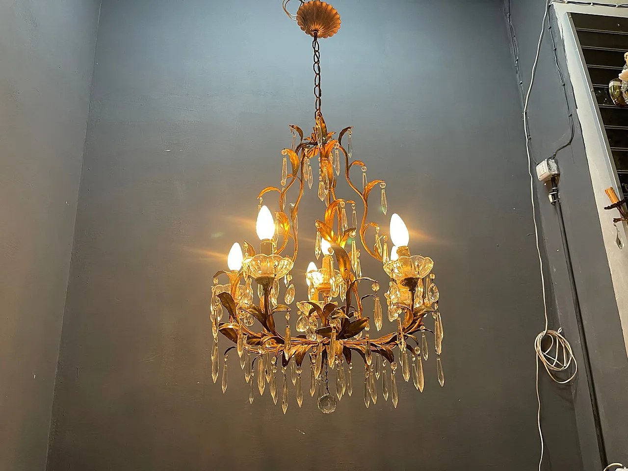 Lampadario Tole fiorentino, Italia, anni '50 10