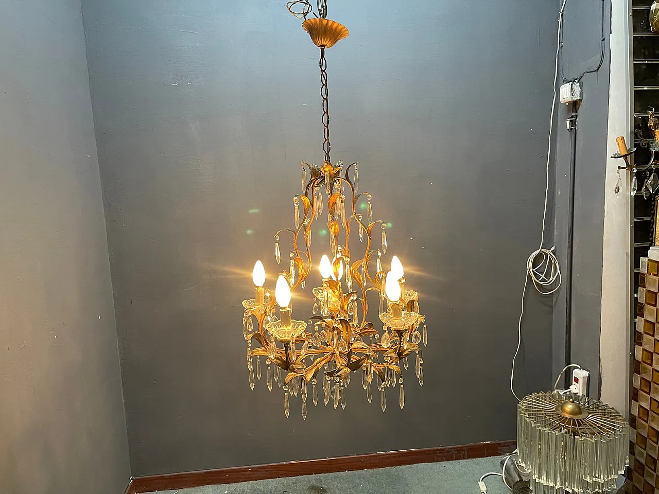 Lampadario Tole fiorentino, Italia, anni '50 11