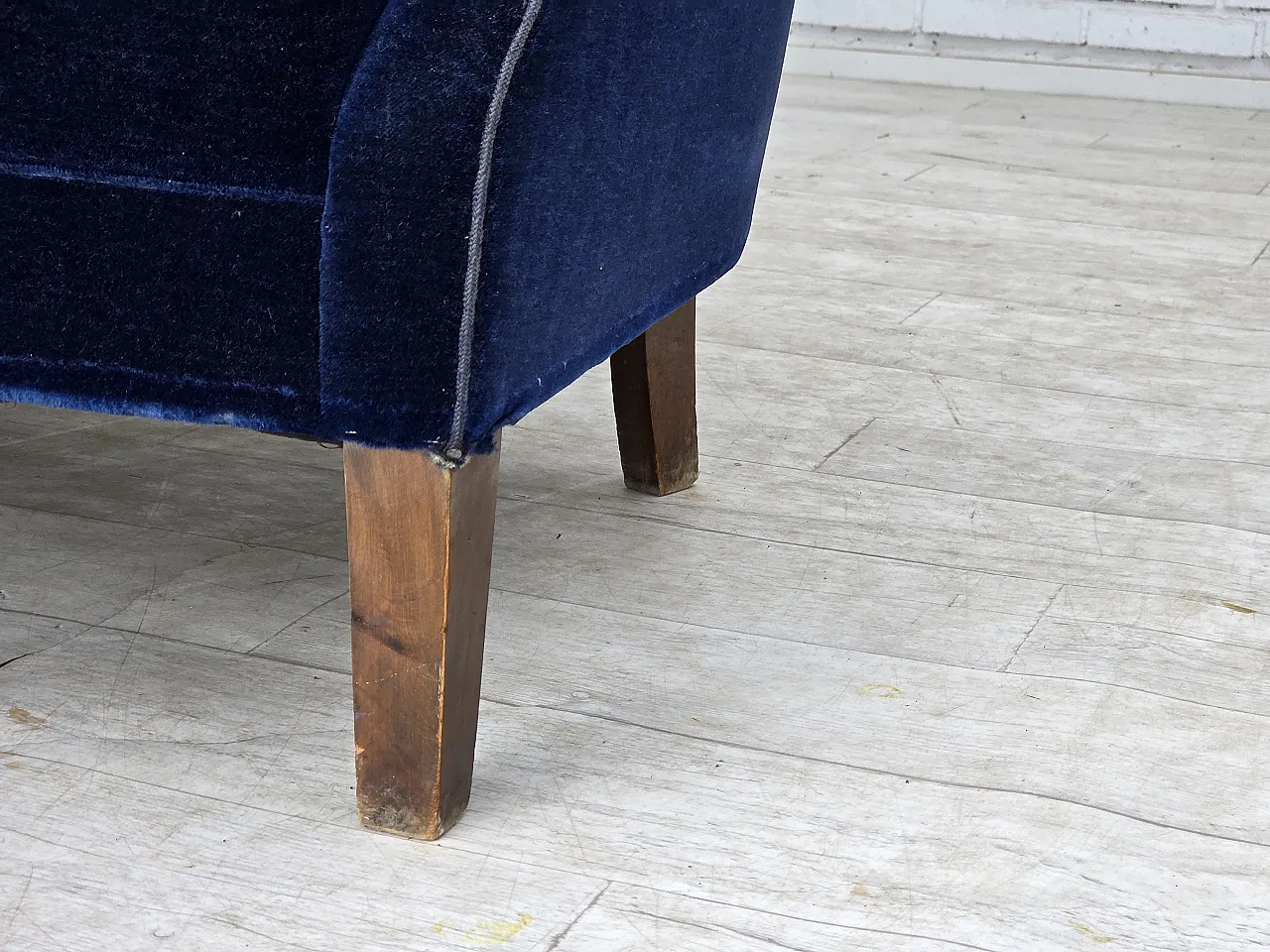 1960s, Danish 2-seater sofa. dark blue furniture velour. 3
