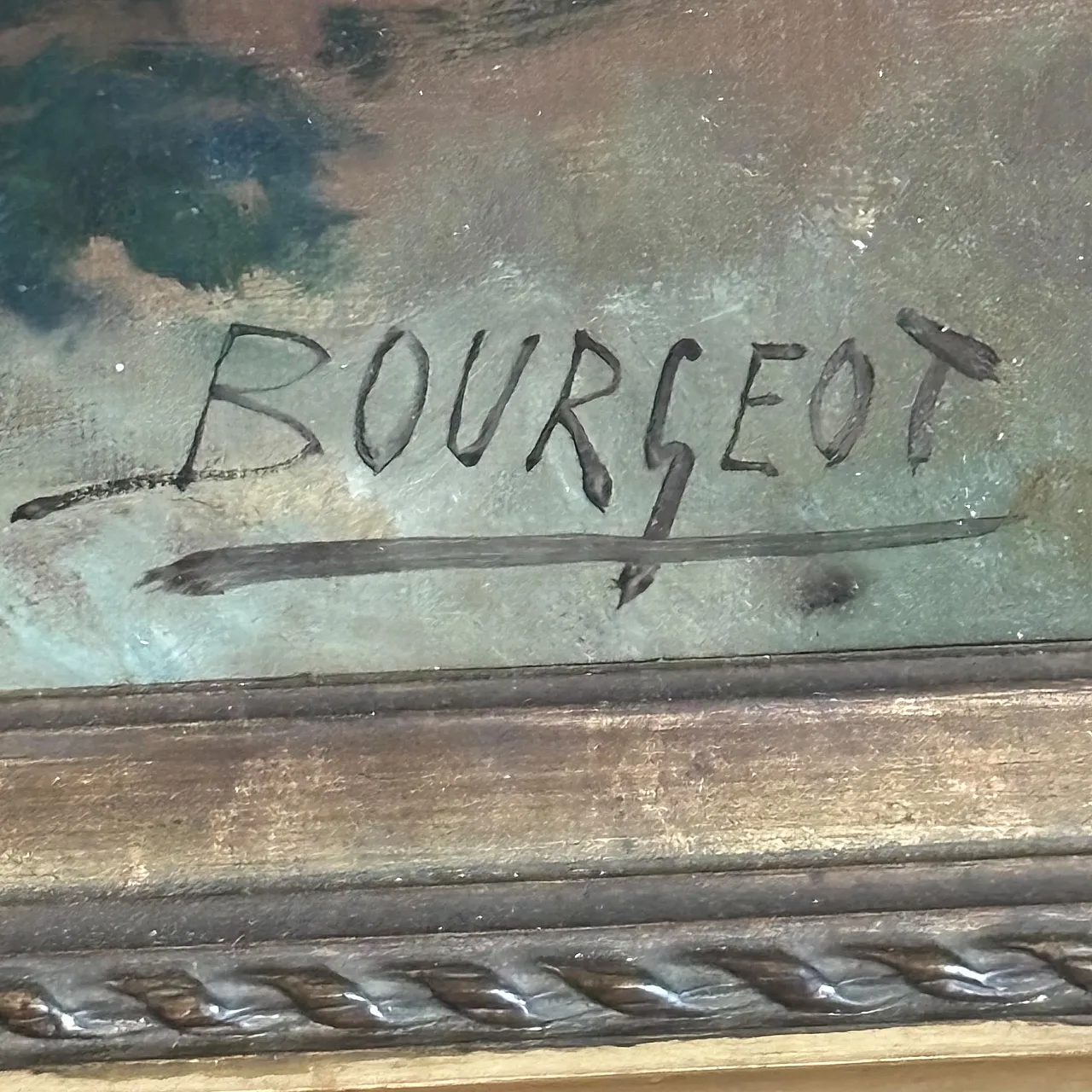 Oil painting on canvas Flowers France Buorgeout with frame, 20th c. 2