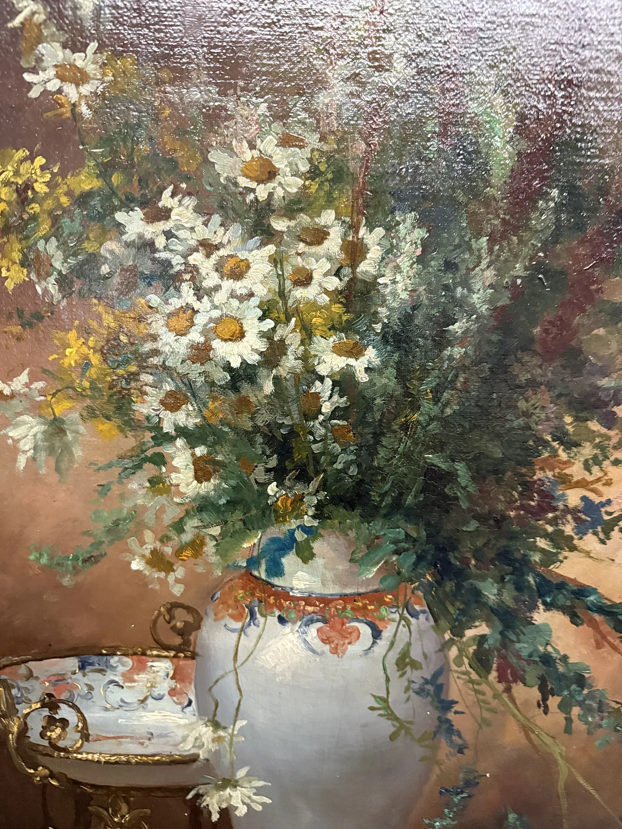 Oil painting on canvas Flowers France Buorgeout with frame, 20th c. 5