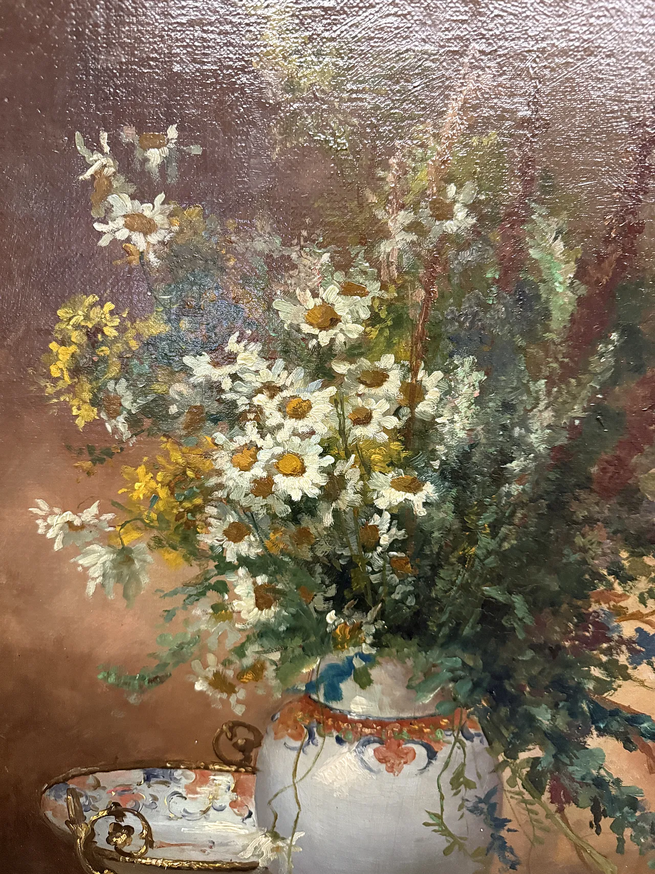 Oil painting on canvas Flowers France Buorgeout with frame, 20th c. 6