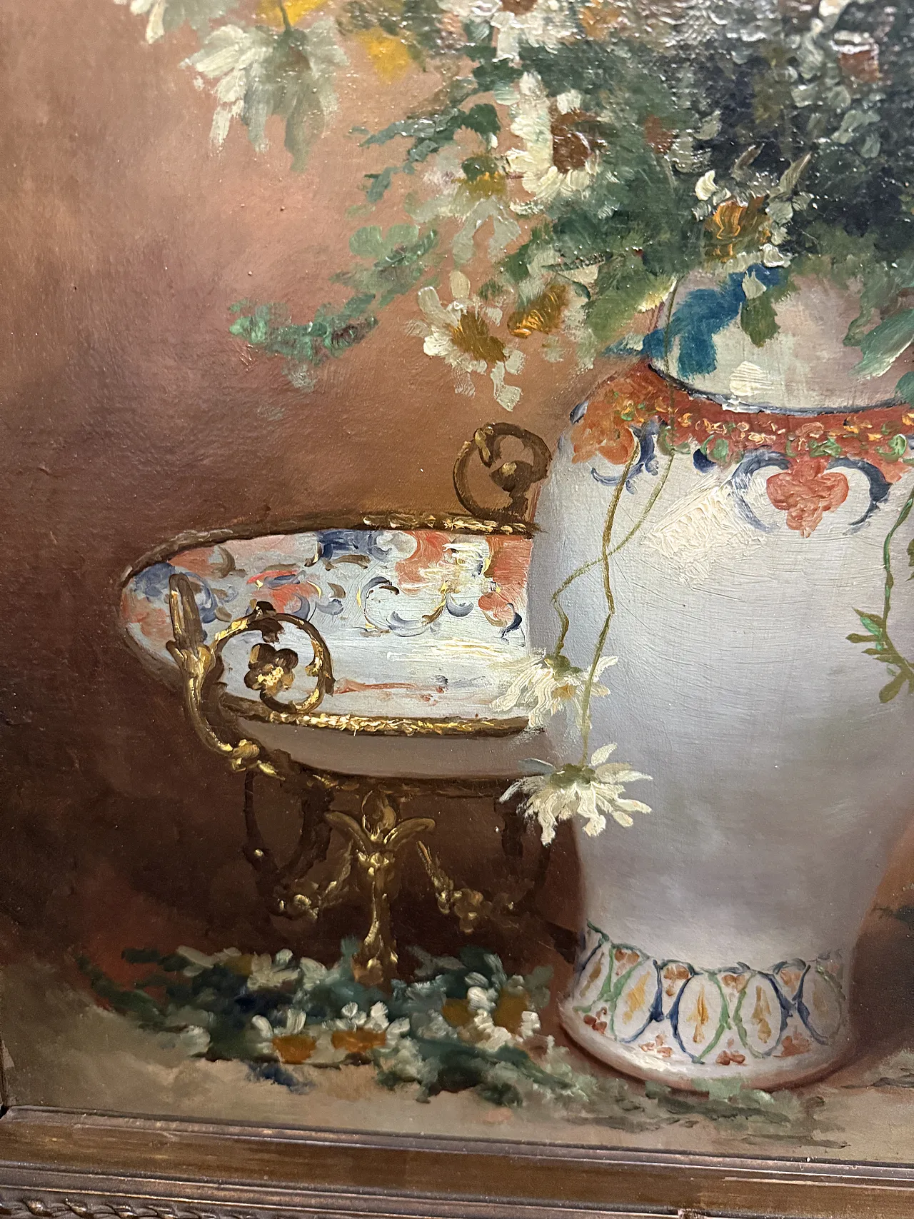 Oil painting on canvas Flowers France Buorgeout with frame, 20th c. 7