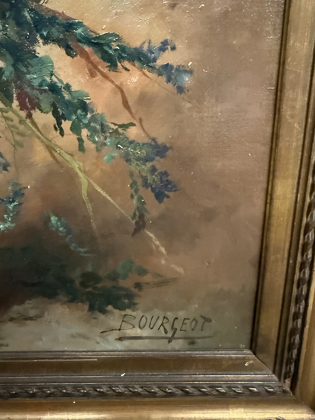 Oil painting on canvas Flowers France Buorgeout with frame, 20th c. 8