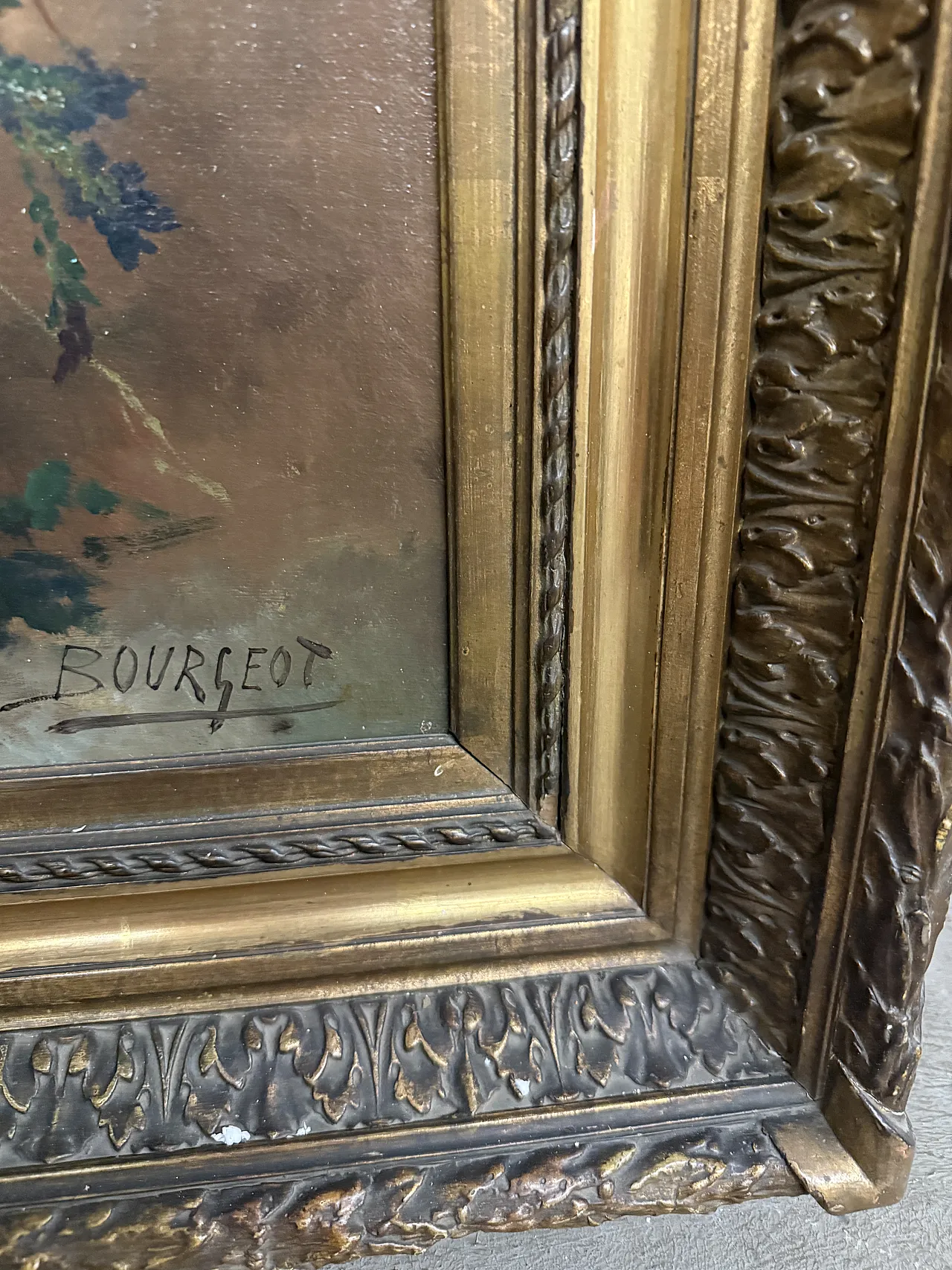Oil painting on canvas Flowers France Buorgeout with frame, 20th c. 9
