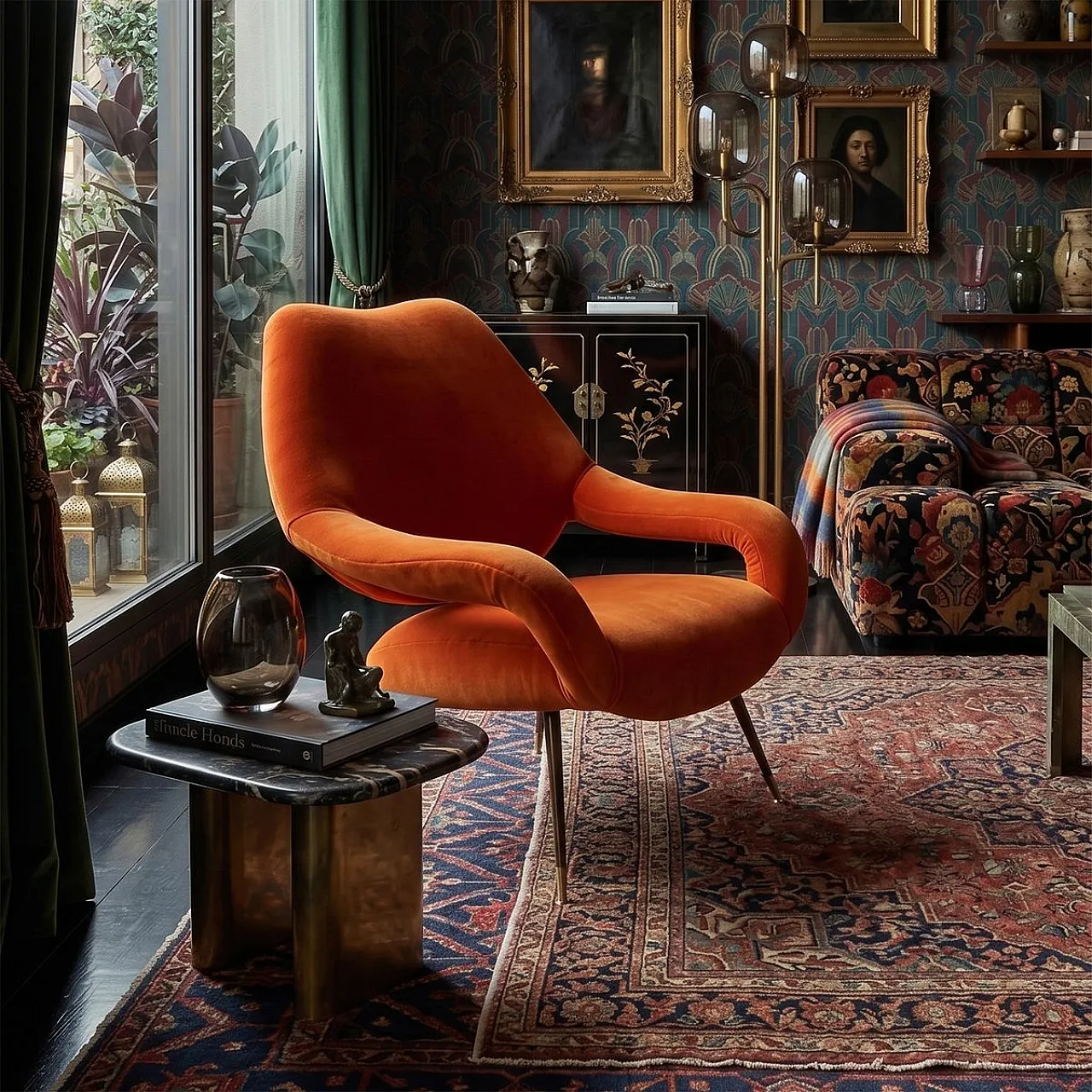 DU 55 armchair in walnut and brass by Gastone Rinaldi for Rima, 1950s 2