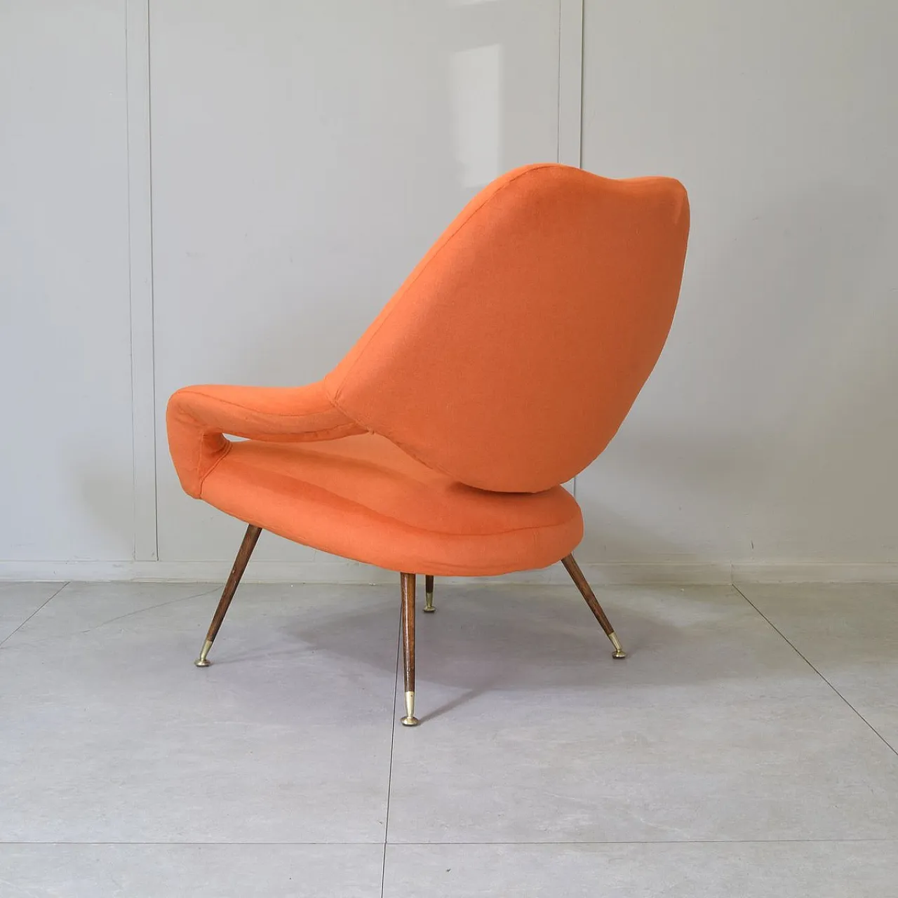 DU 55 armchair in walnut and brass by Gastone Rinaldi for Rima, 1950s 5