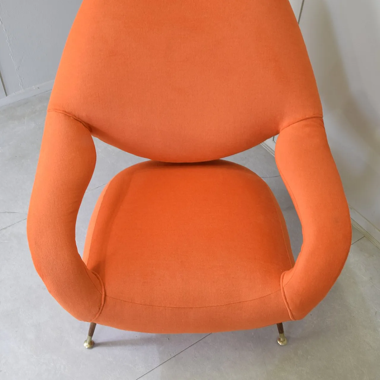 DU 55 armchair in walnut and brass by Gastone Rinaldi for Rima, 1950s 11