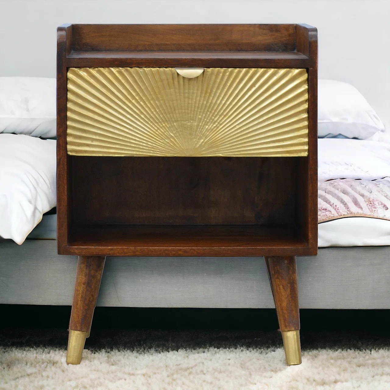 Manila gold one drawer bedside, 2000s 1
