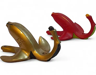 2 bananas coat hanger by Antartidee in resin, 2000s