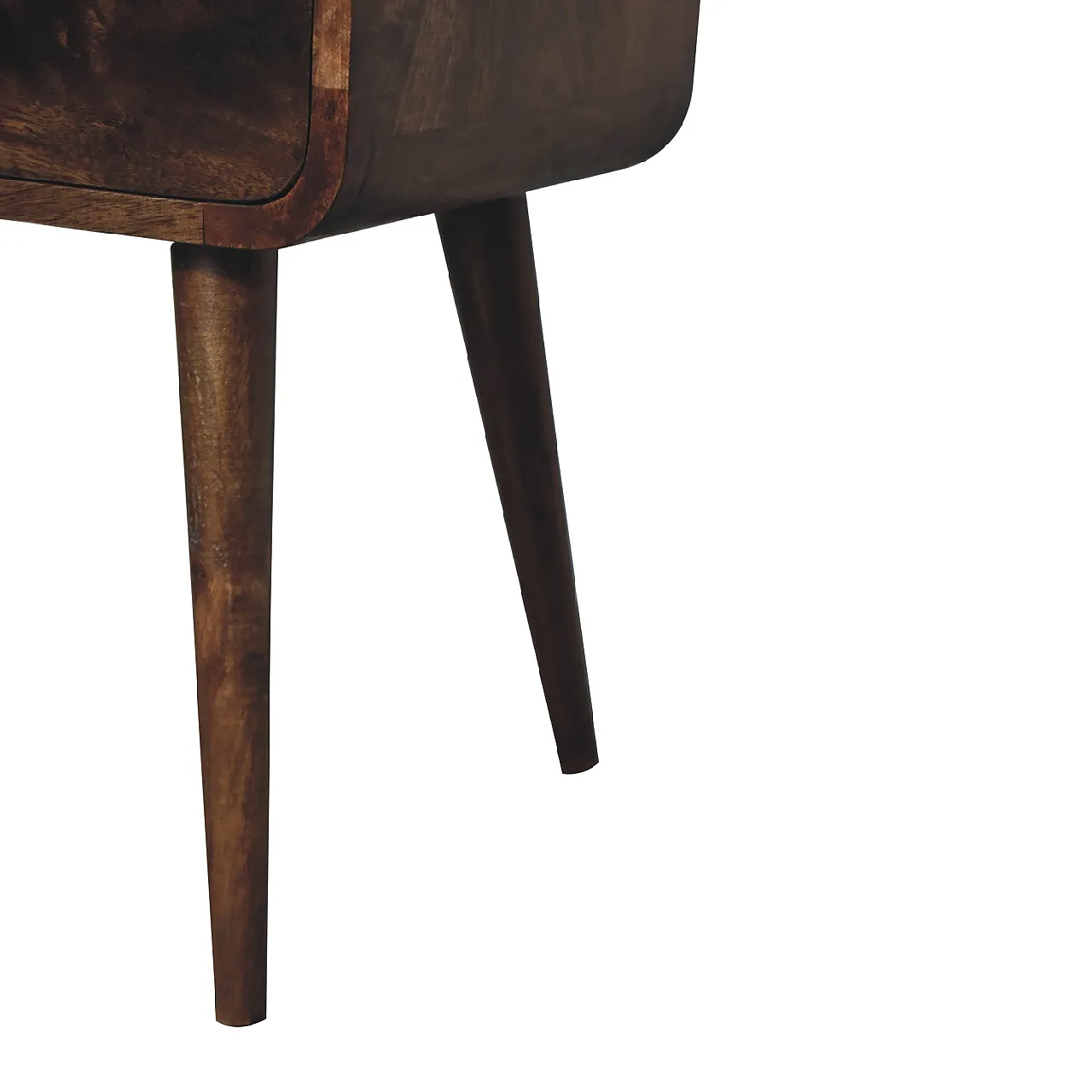 Mini curved grey‑washed bedside table, 2000s 7