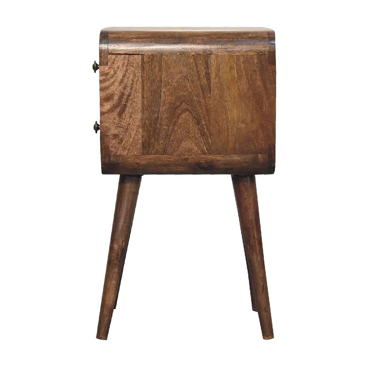 Mini curved grey‑washed bedside table, 2000s 8