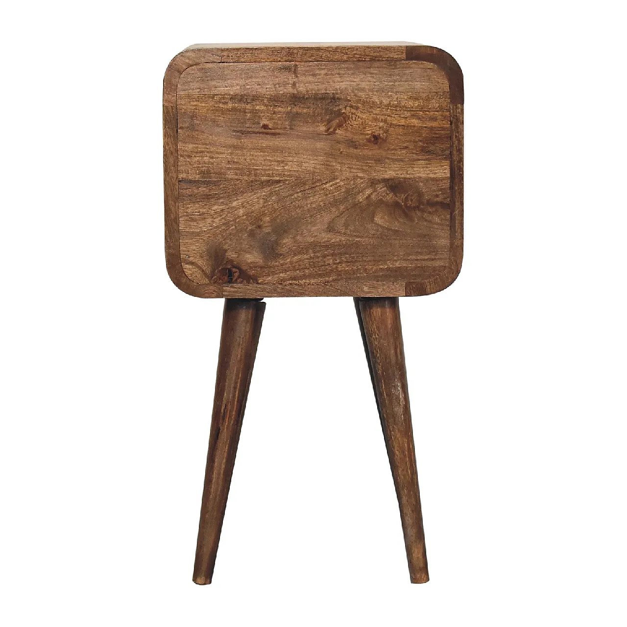 Mini curved grey‑washed bedside table, 2000s 9