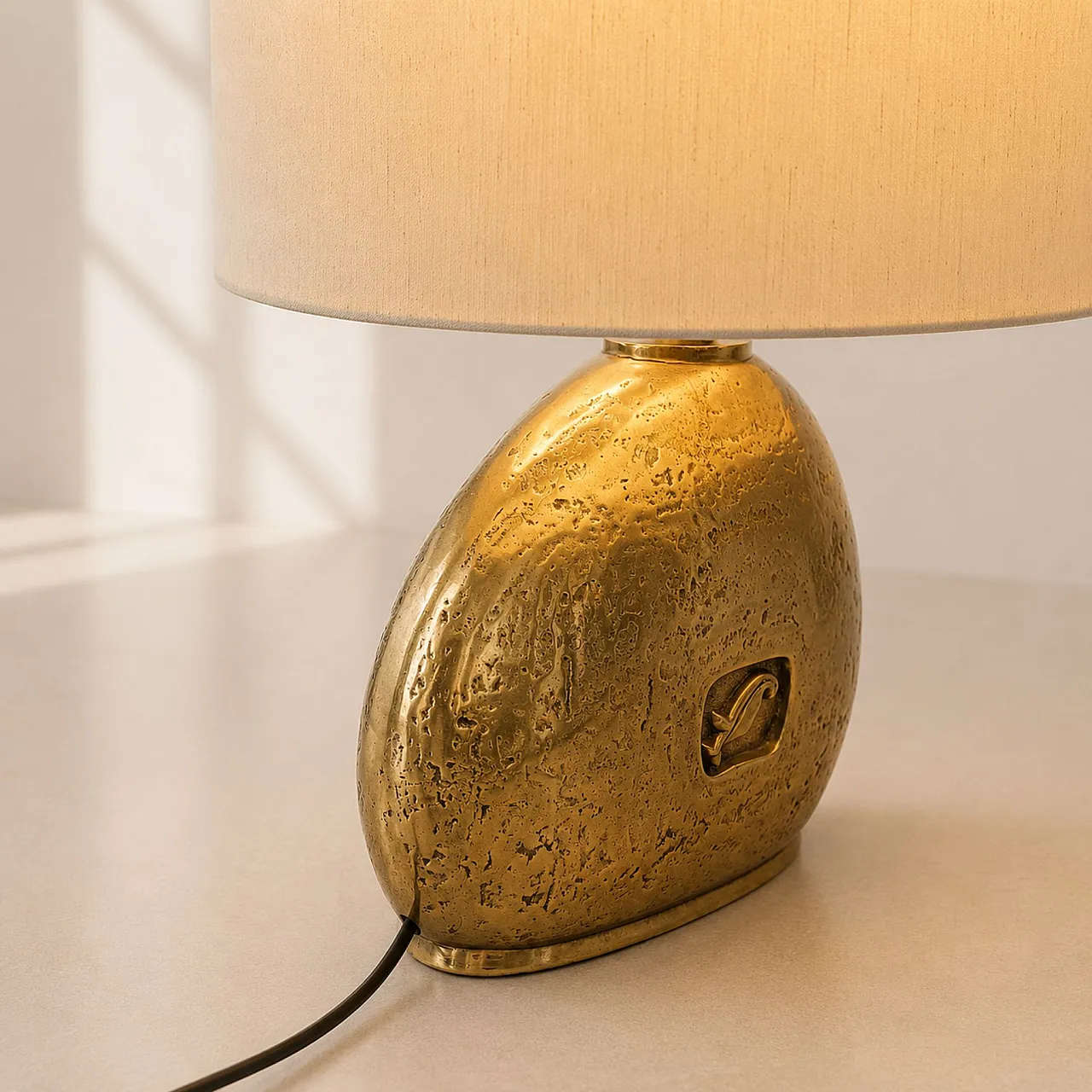 Grande lampada italiana anni ’70 in fusione di ottone 1