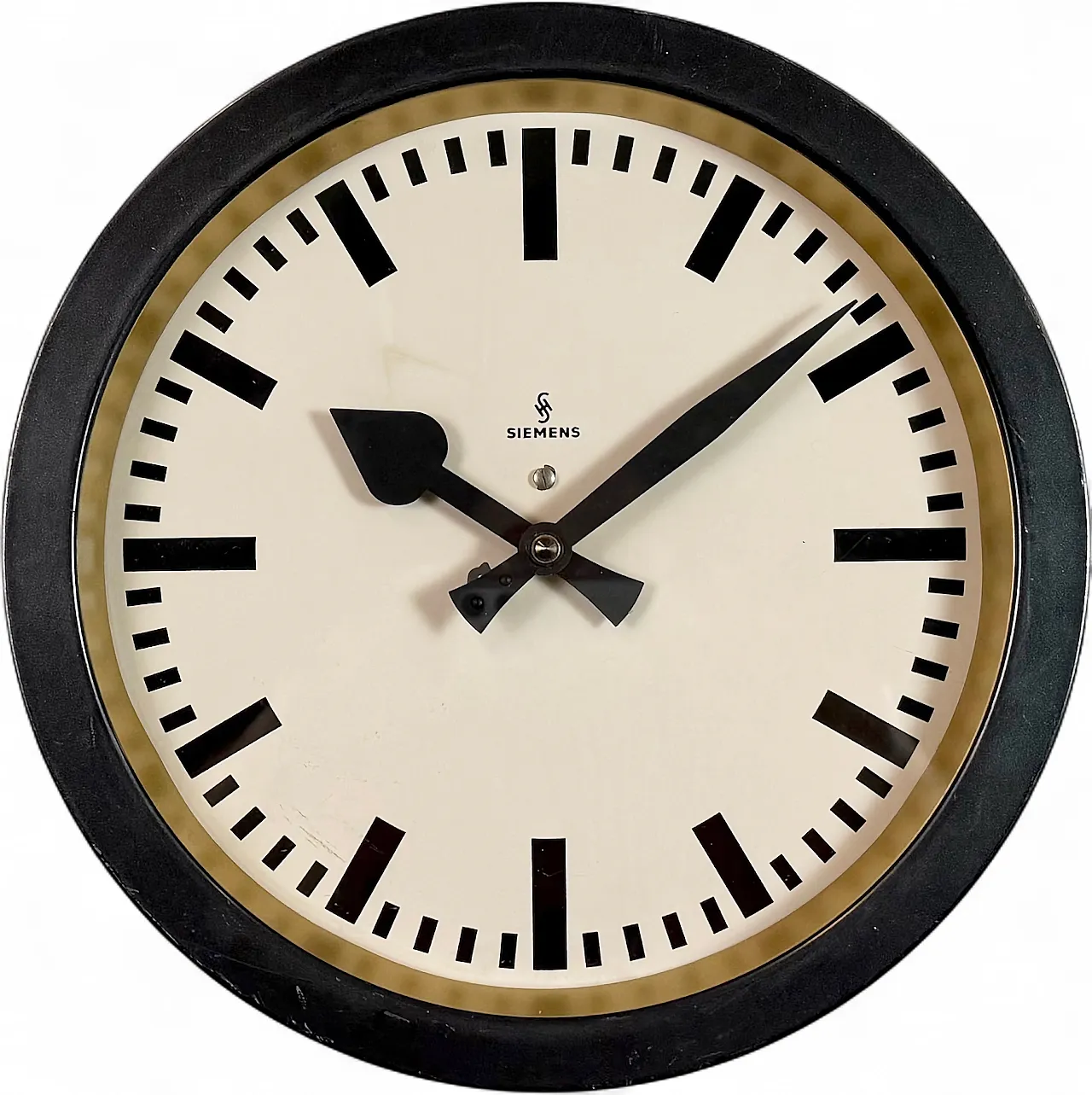 Black Industrial Factory Wall Clock from Siemens, 1950s 18