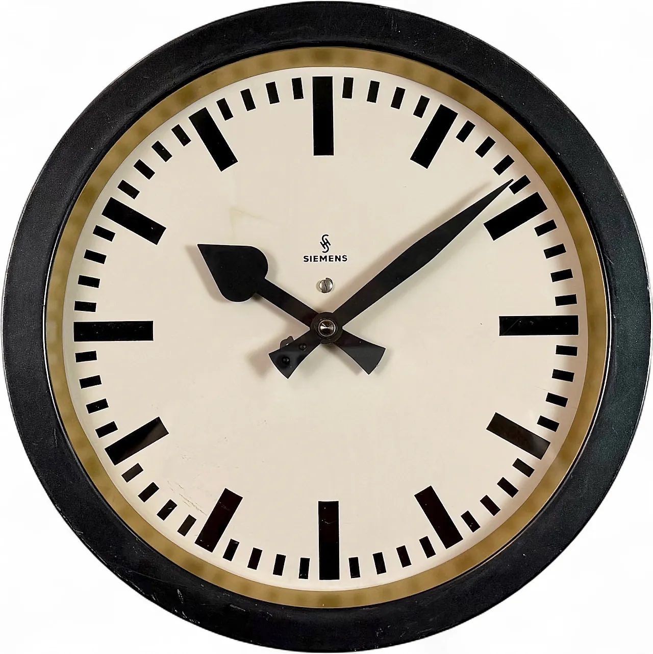 Black Industrial Factory Wall Clock from Siemens, 1950s 19