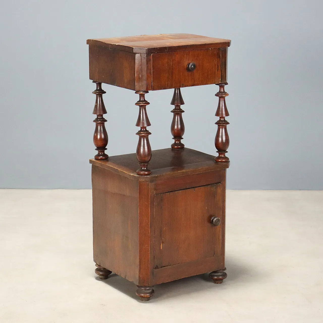 Louis Philippe walnut bedside table, 19th century 1