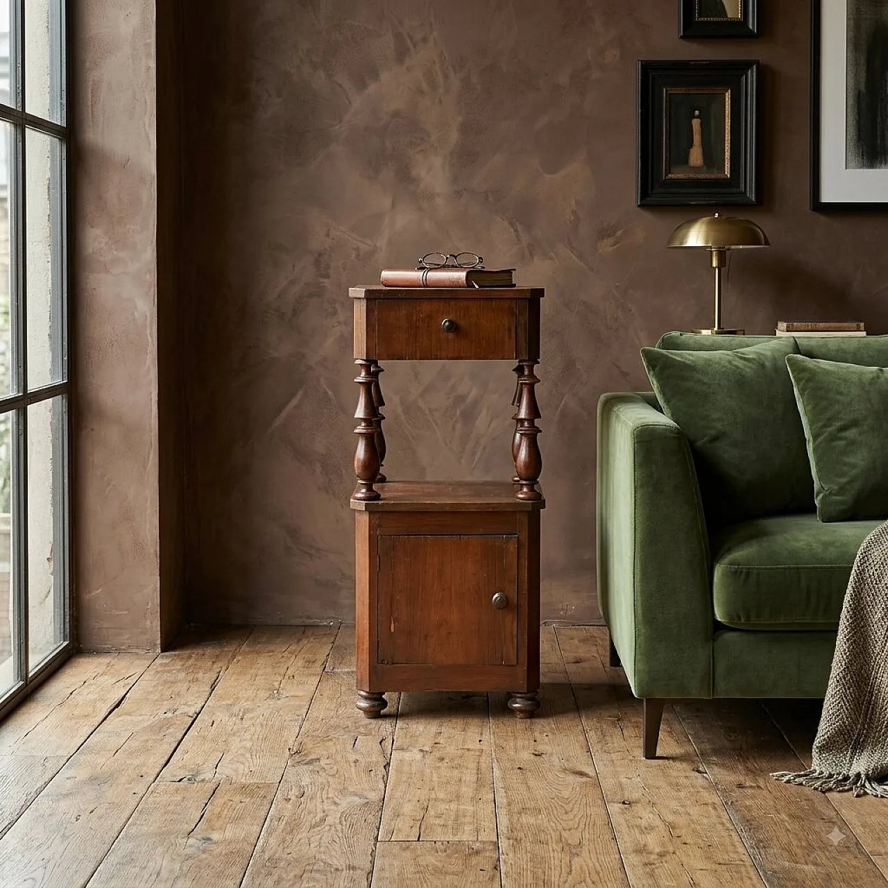 Louis Philippe walnut bedside table, 19th century 2