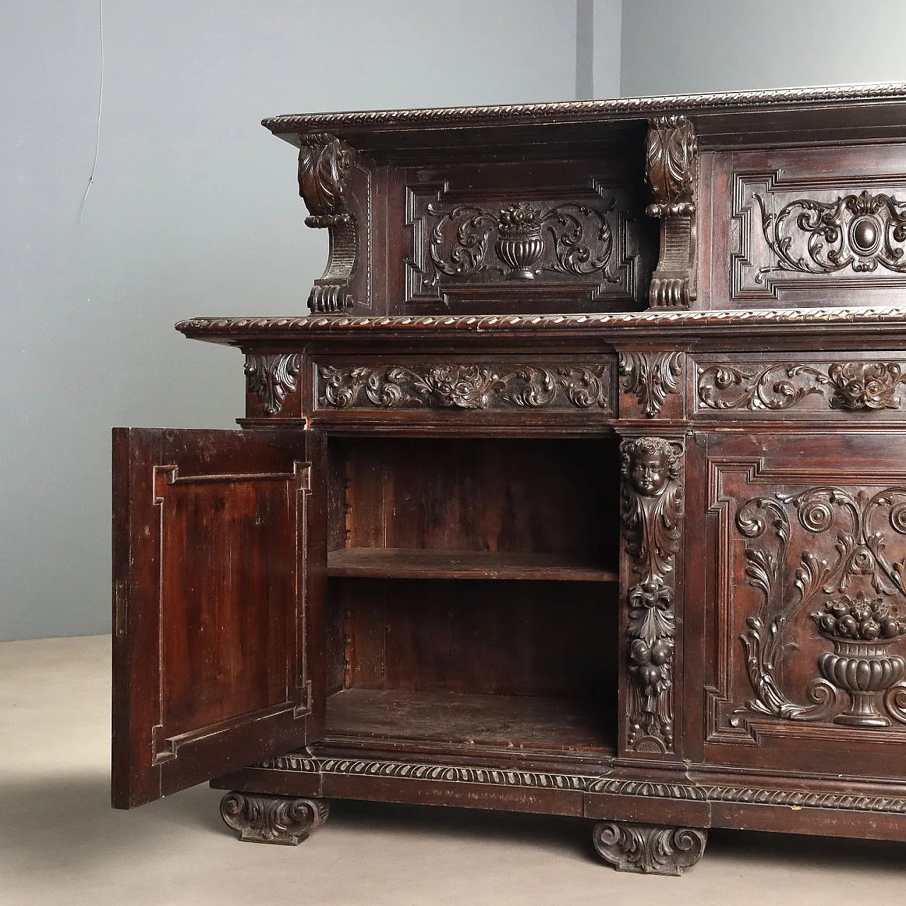 Credenza Neo Rinascimento in noce ebanizzata, '800 7