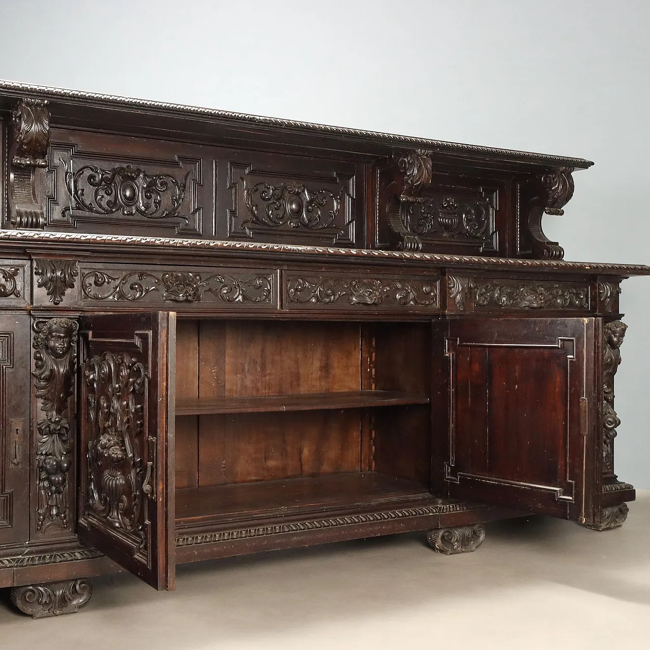 Credenza Neo Rinascimento in noce ebanizzata, '800 8