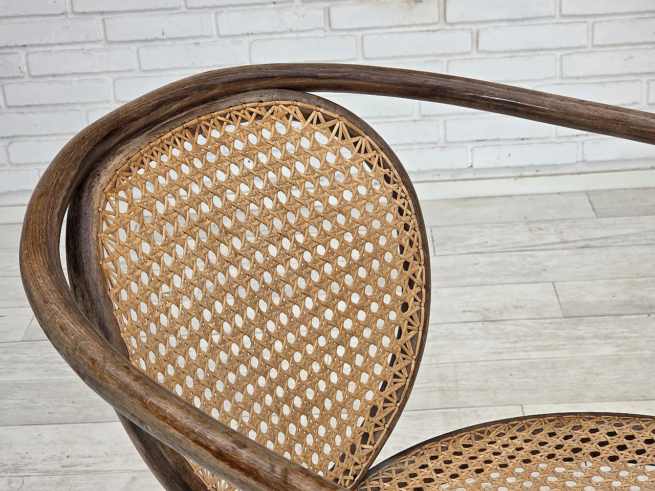 1950s, swivel armchair, bent wood, furniture mesh. 5