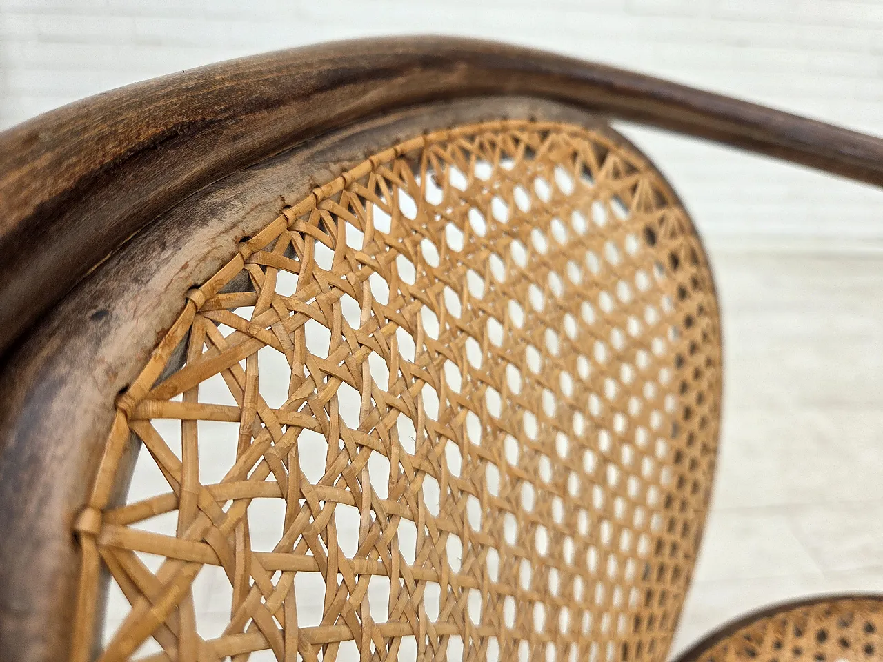 1950s, swivel armchair, bent wood, furniture mesh. 7