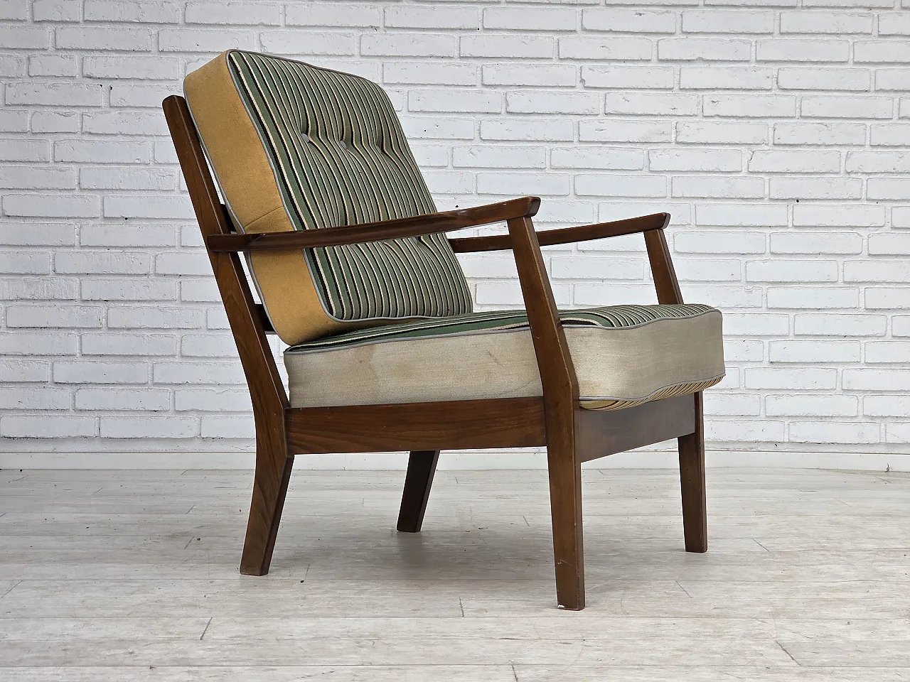1960s, Danish armchair, furniture wool, beech wood. 1
