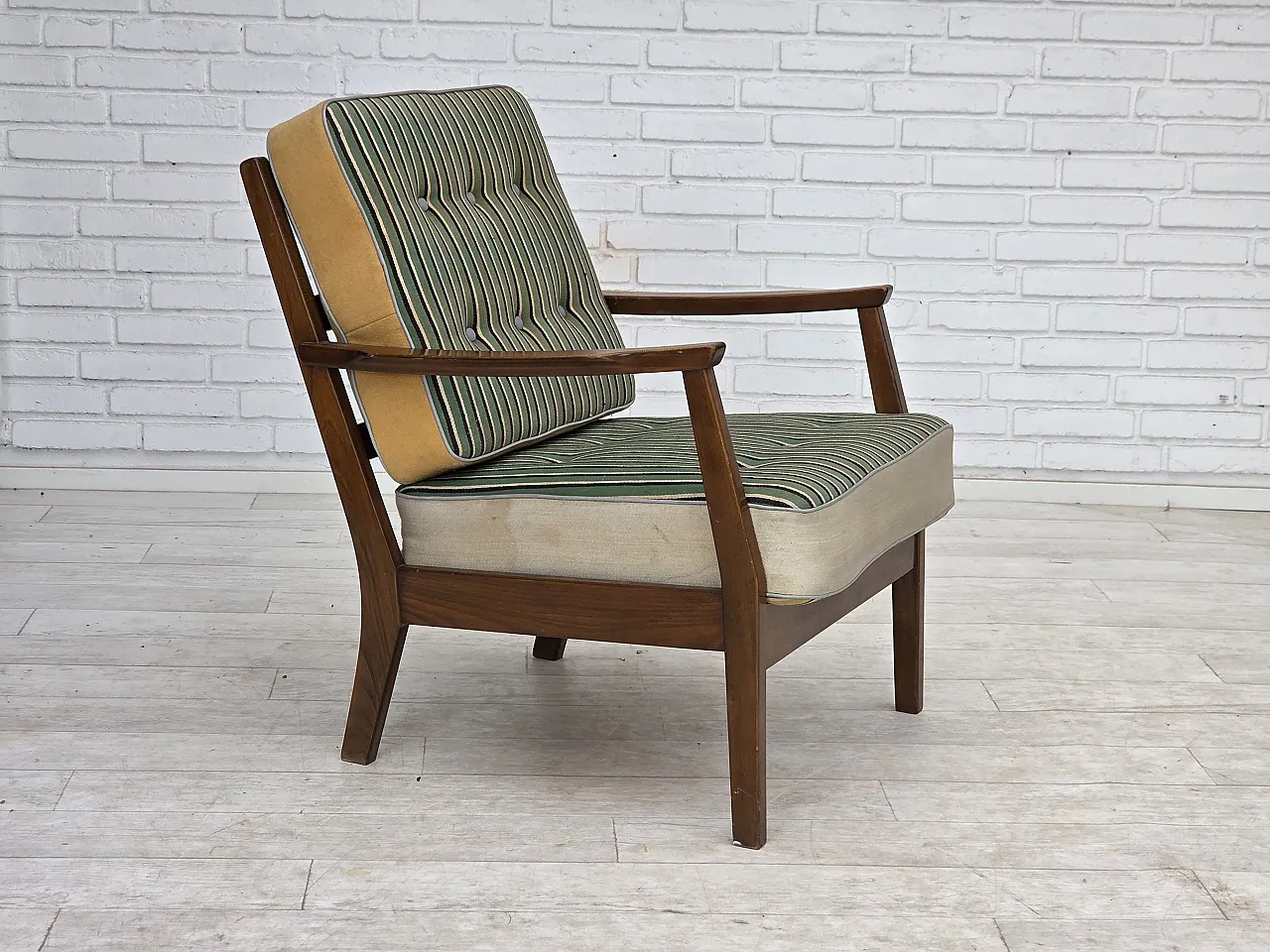 1960s, Danish armchair, furniture wool, beech wood. 2