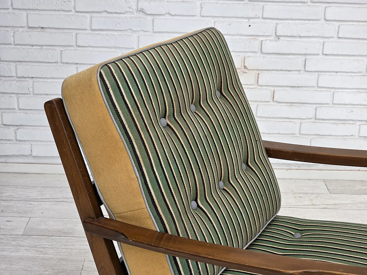 1960s, Danish armchair, furniture wool, beech wood. 3