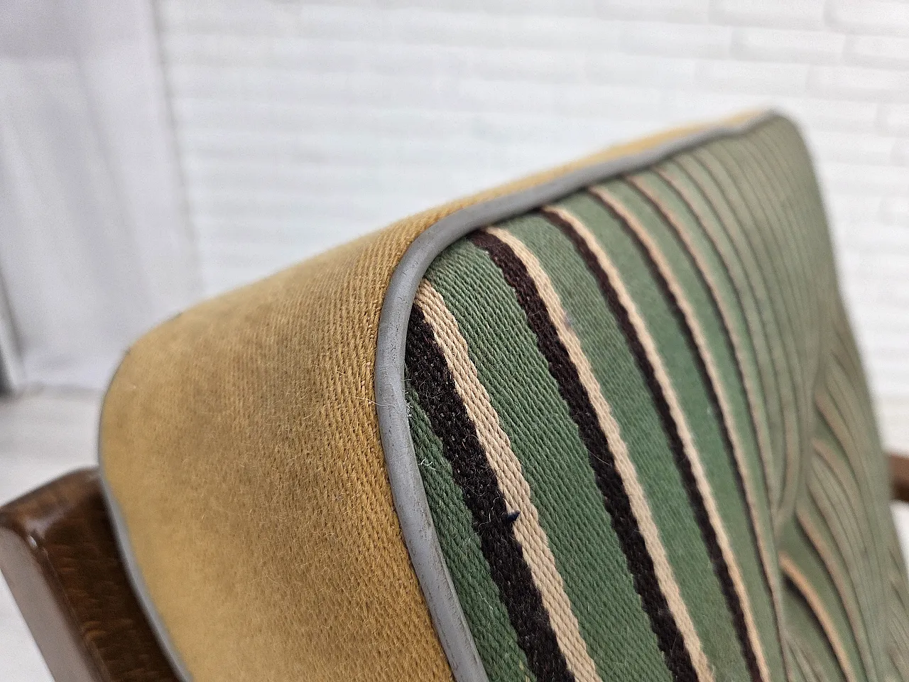 1960s, Danish armchair, furniture wool, beech wood. 4